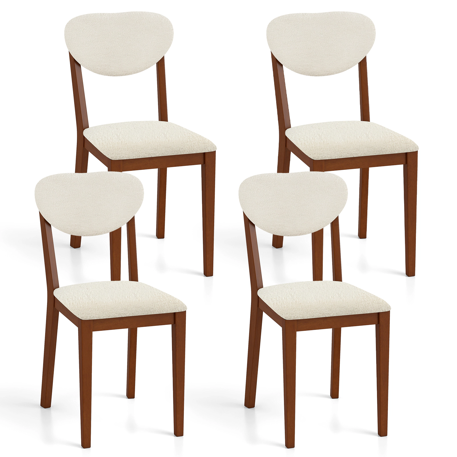 LJG Sherpa Dining Chairs Set of 4 with Rubber Wood Legs for Dining Room
