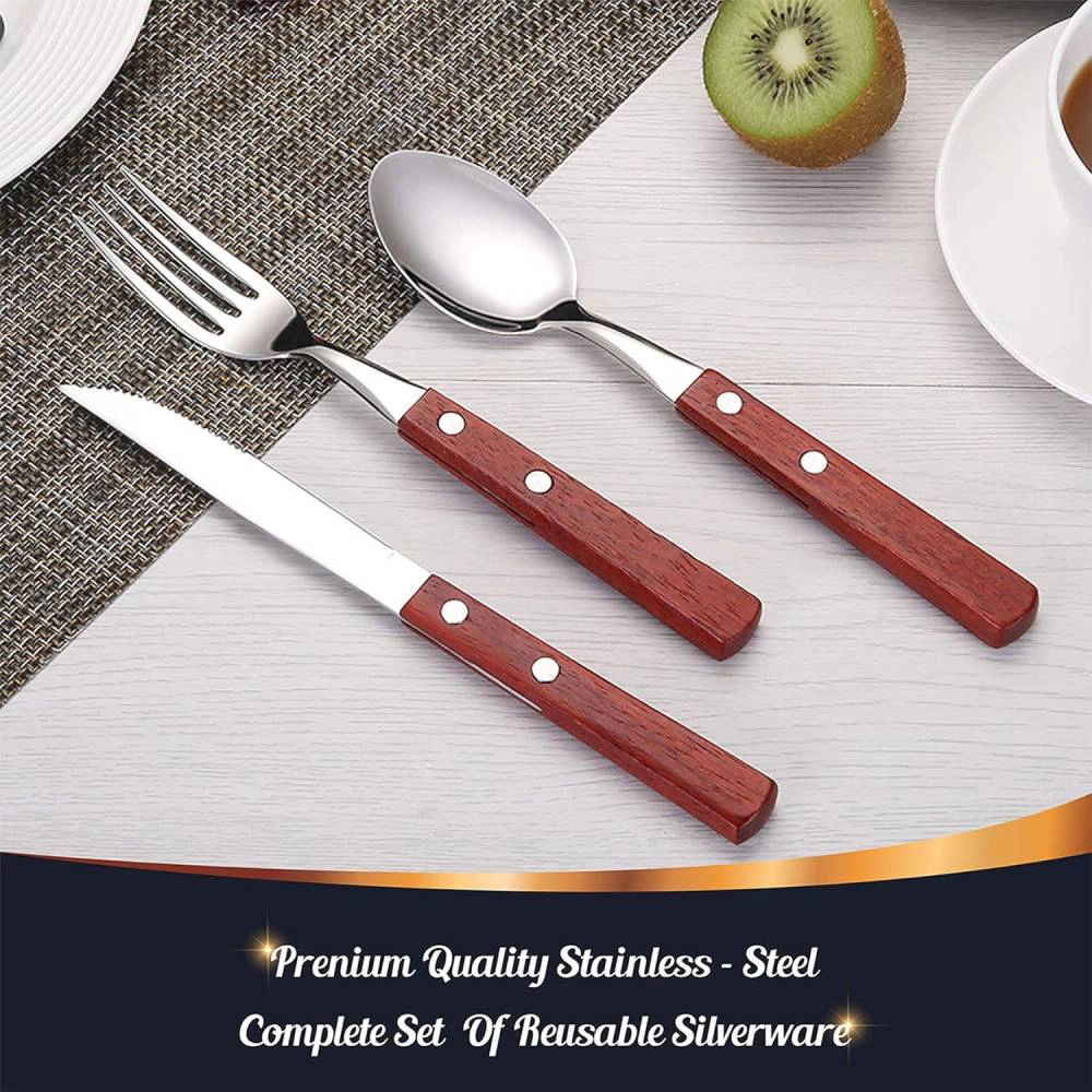 Tranquil Blisser Wooden Stainless Steel Travel Utensil Set