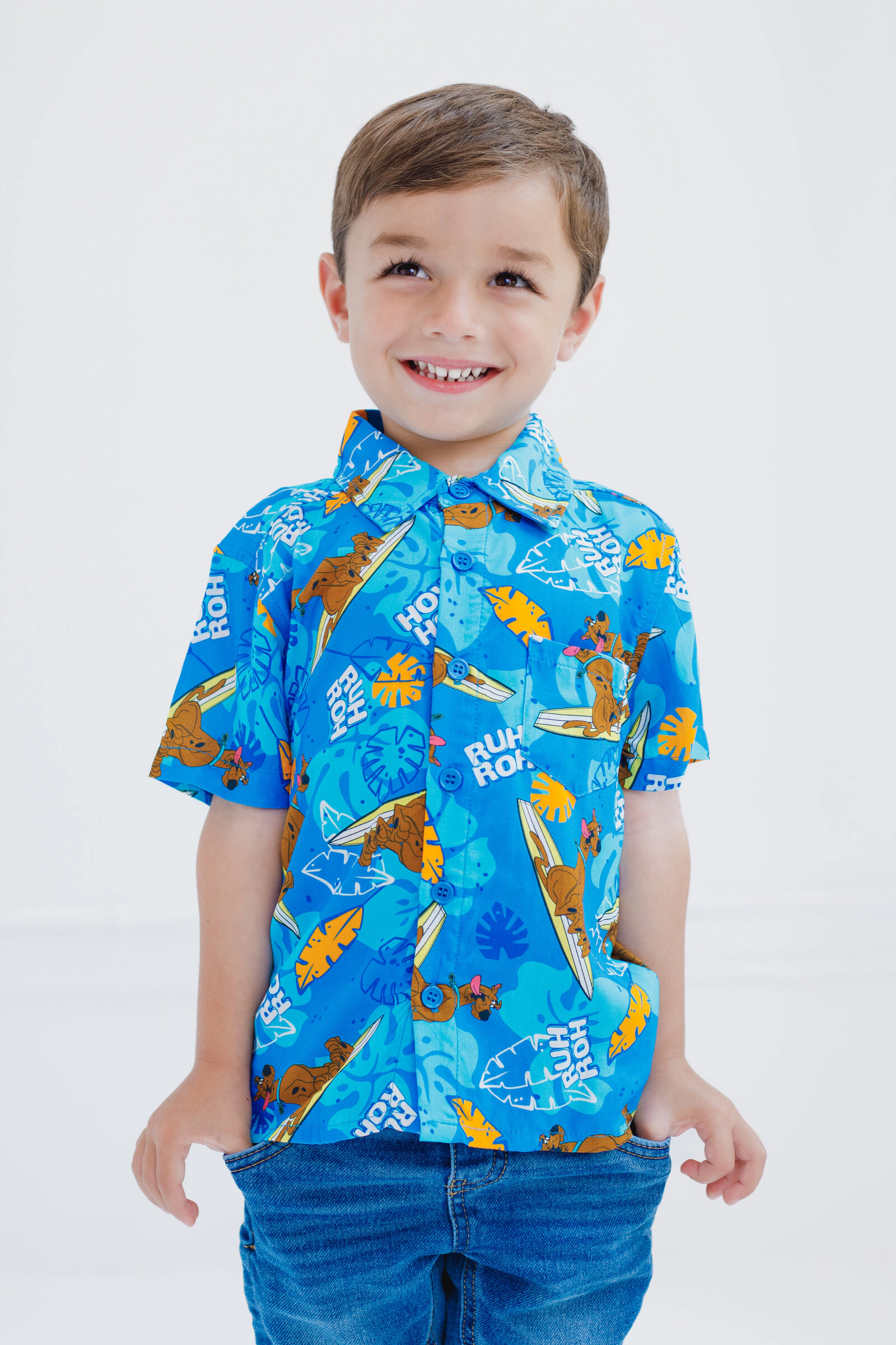 Scooby-Doo Boys' Hawaiian Button Down Shirt