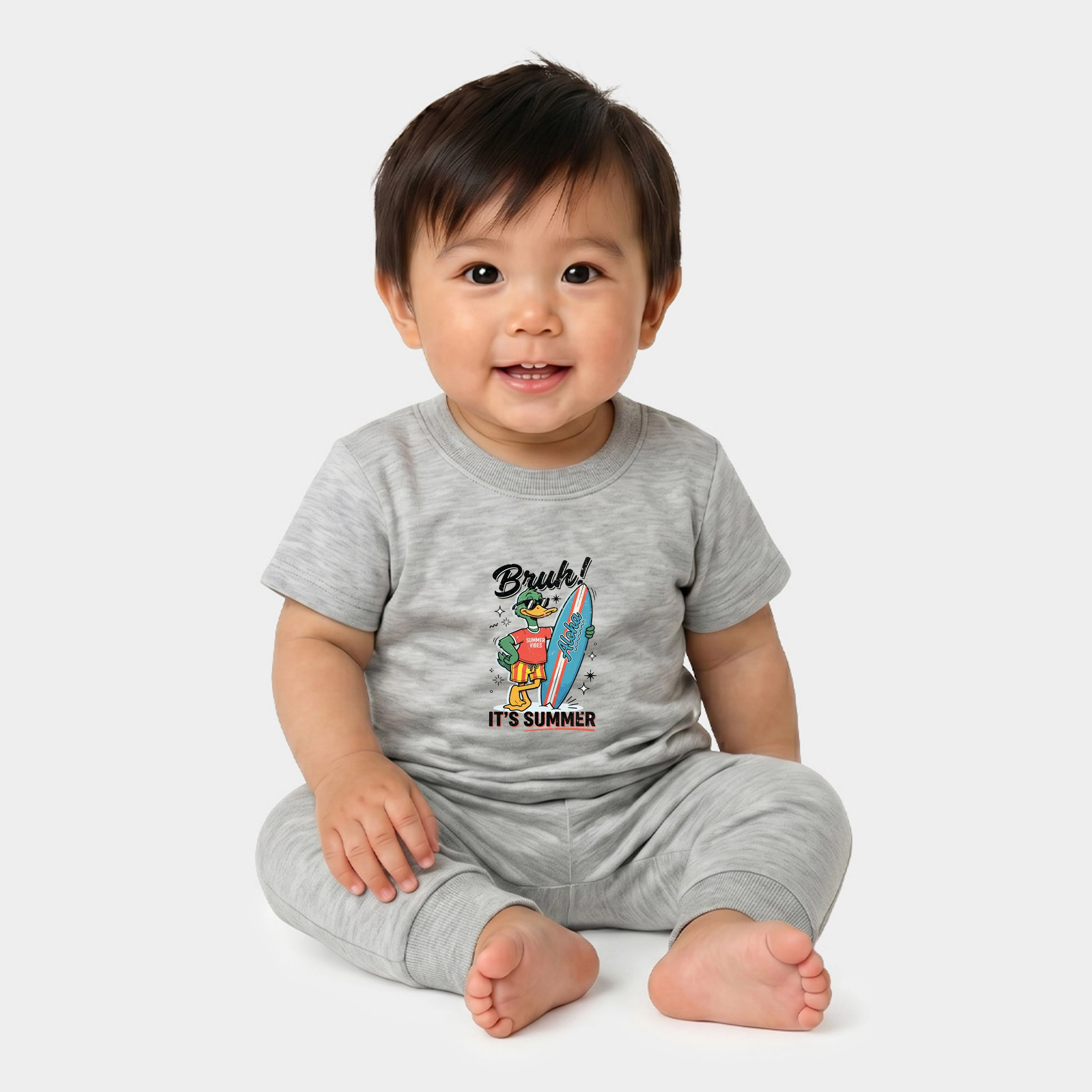 The Juniper Shop - Infant Jogger Pant Crew Set of 2 Bruh! It's Summer Duck