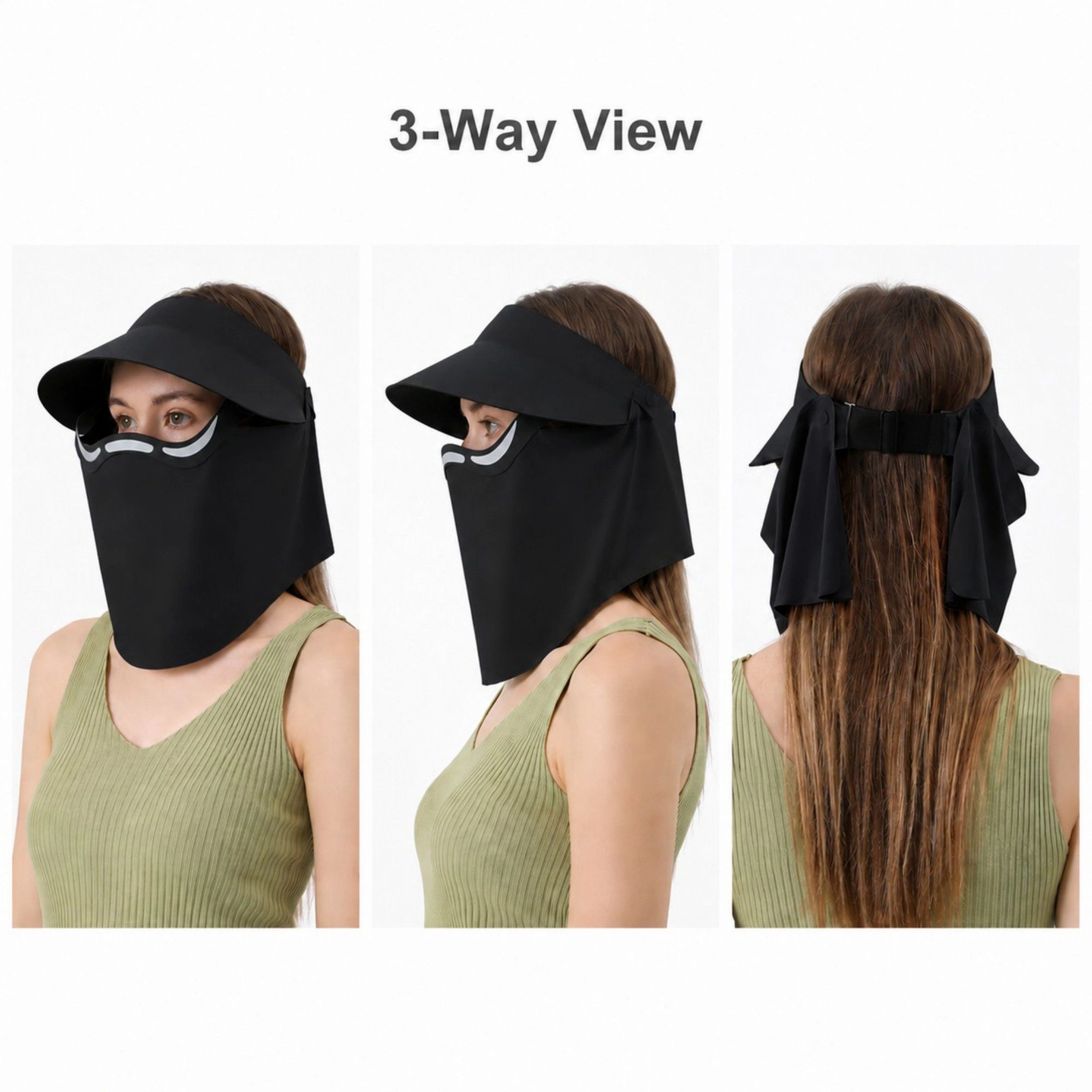 Alilang Women's Magnetic Detachable Face Cover Visor Hat with Wide Brim and Neck Coverage