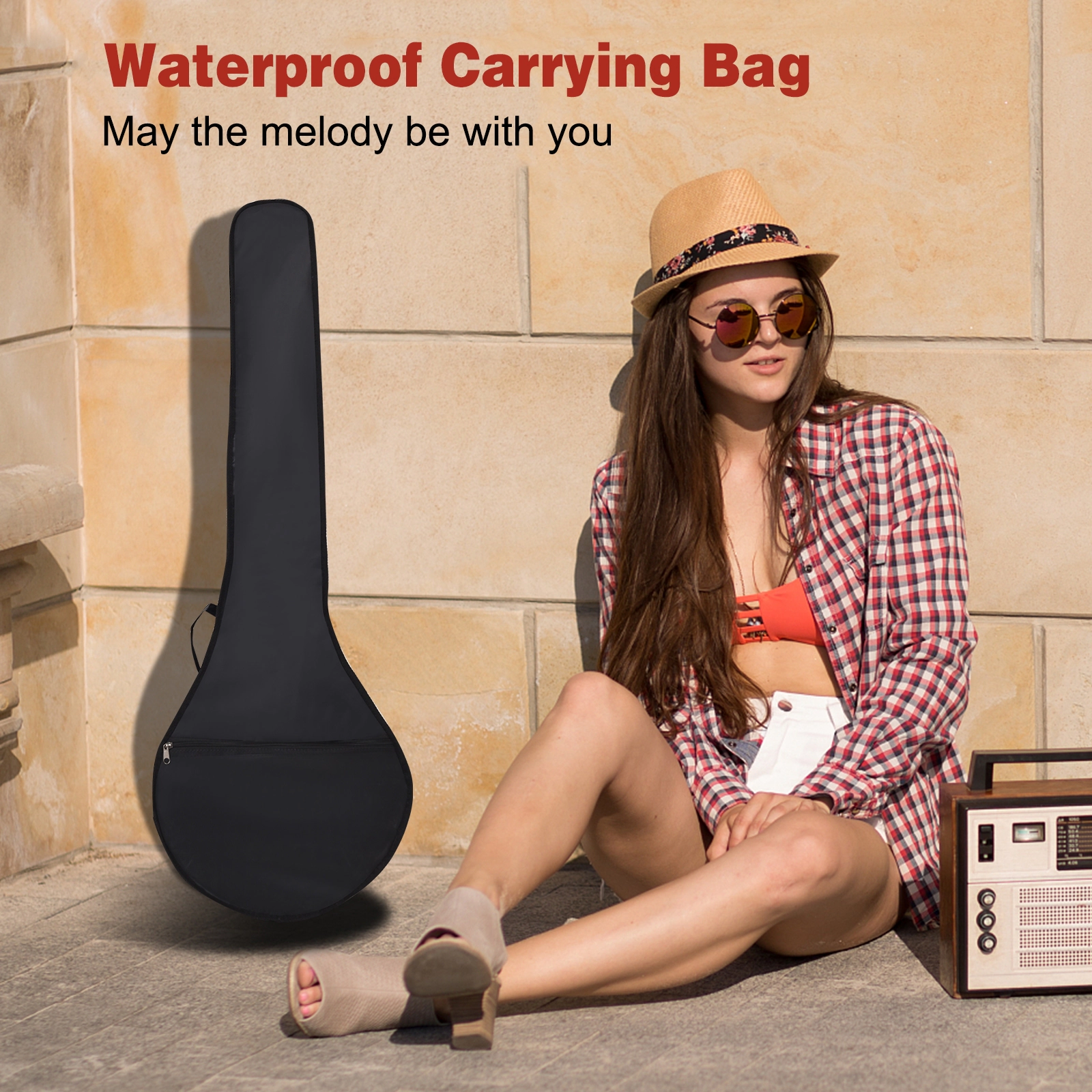 SUGIFT Unisex Brown 5-String Geared Tunable Banjo with Rosewood Fingerboard and Case 13.5-in W 4-in D 39-in H