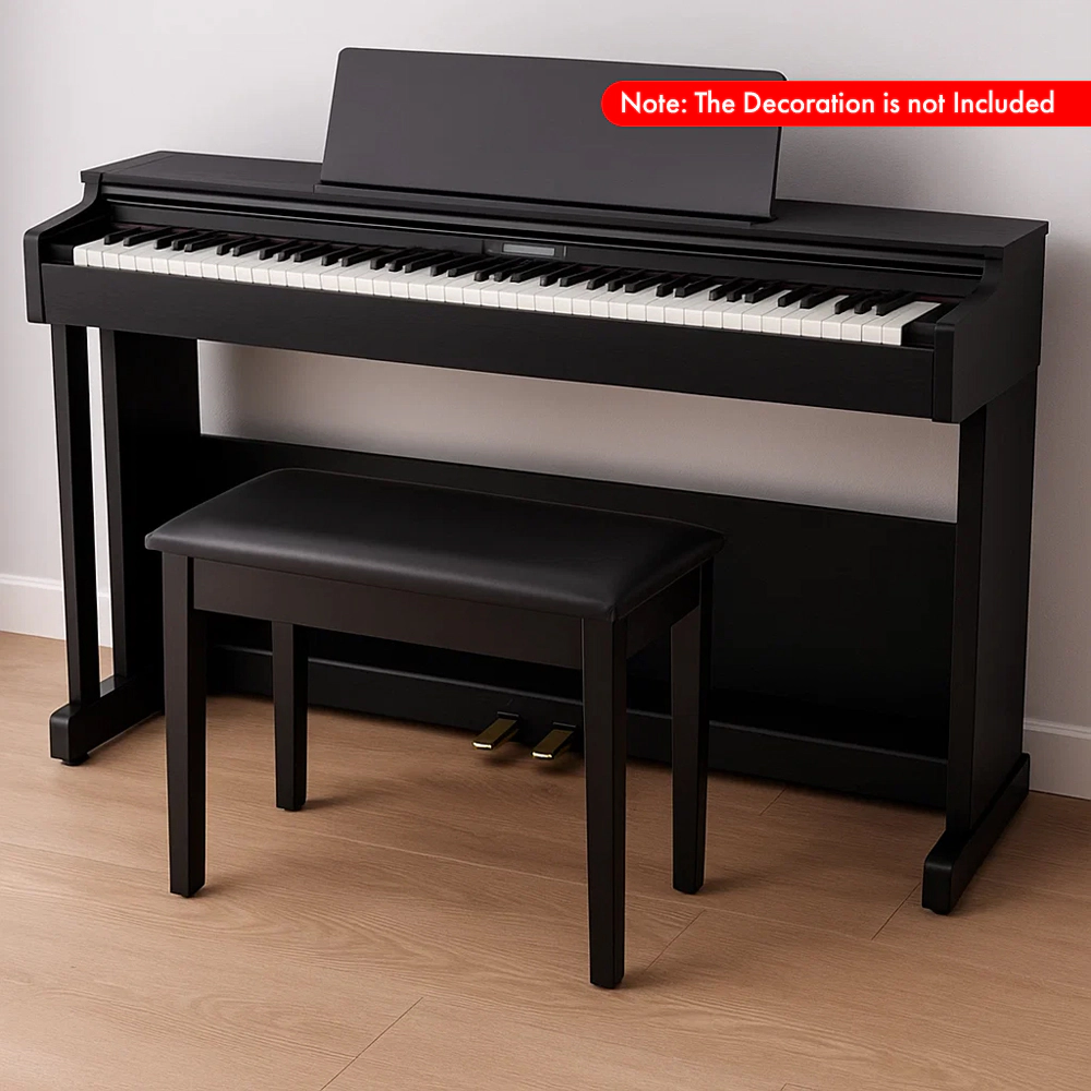 Hivvago PU Leather Upholstered Piano Bench with Solid Wood Frame and Padded Seat