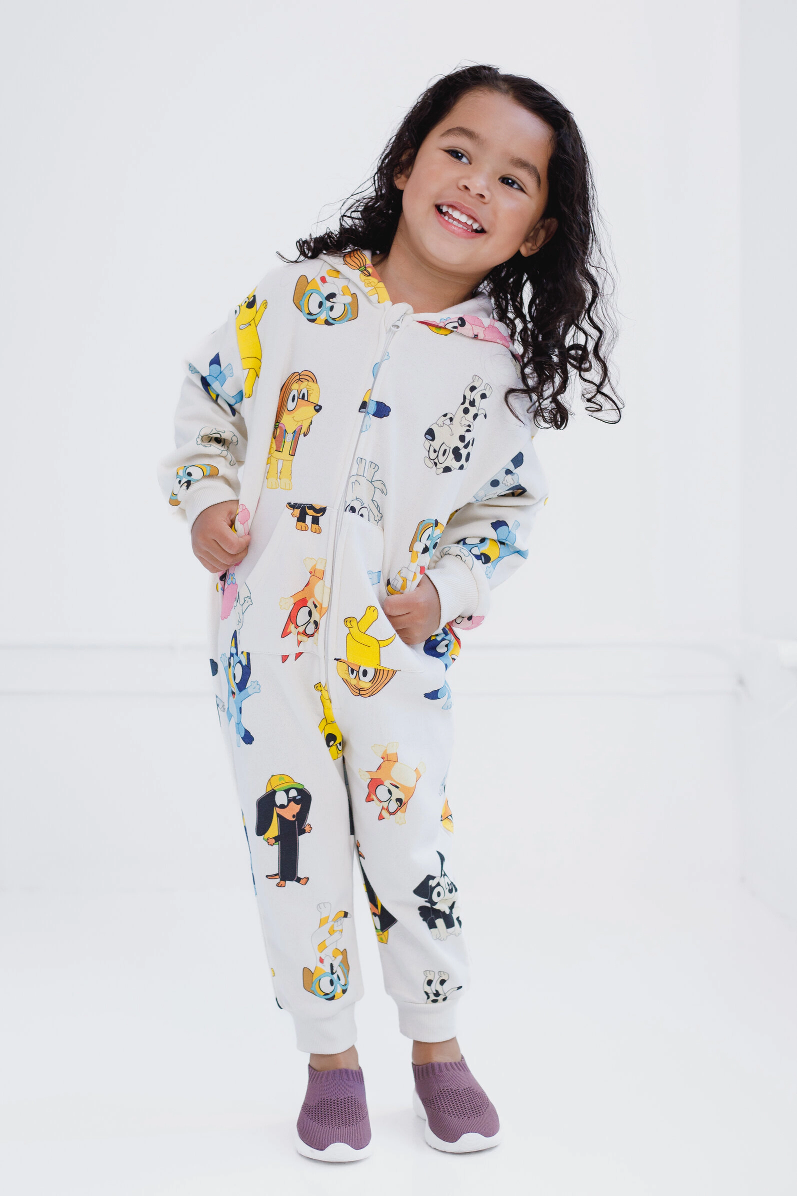 Bluey Girls' Loungewear Fleece Hooded One Piece