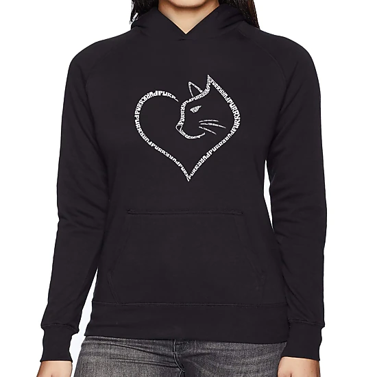 LA Pop Art Cat Heart - Women's Word Art Hooded Sweatshirt