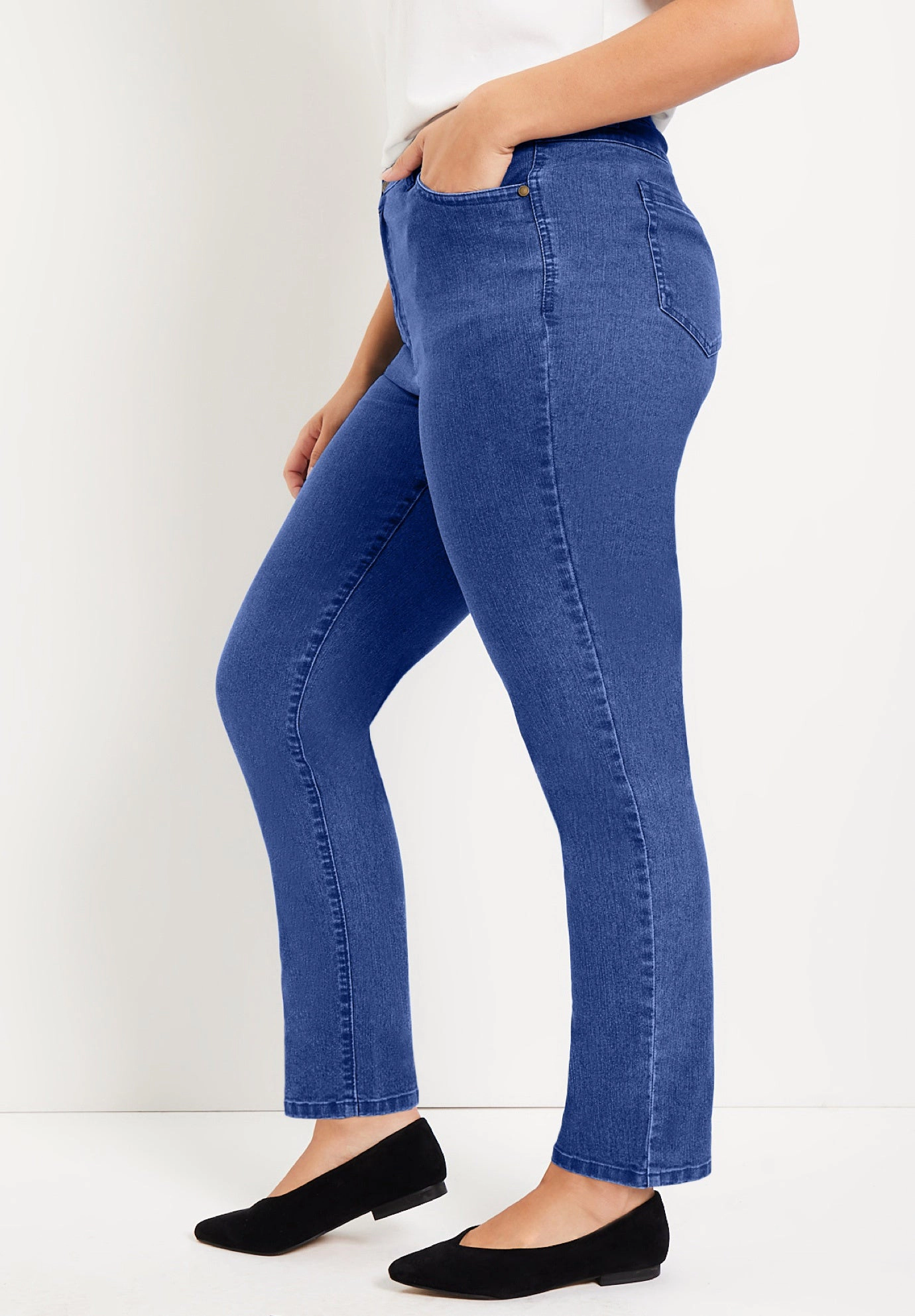 June & Vie Women's Plus Curvie Fit Straight-Leg Jeans