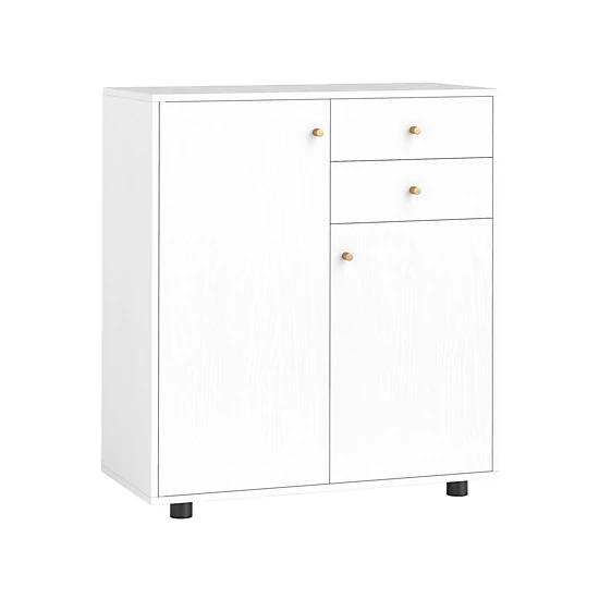 Glintex 34-Inch Coffee Bar Sideboard with 2 Drawers and 3 Removable Shelves, White