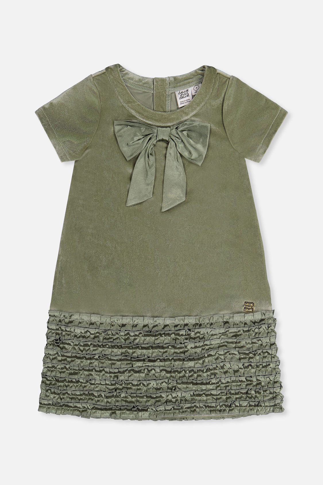 Deux par Girls Short Sleeve A-Line Dress with Bow