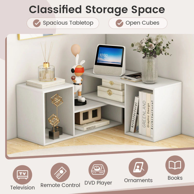 Hivvago 2 Pieces Adjustable Tv Stand For Tvs Up To 55 Inch With Storage Cubes