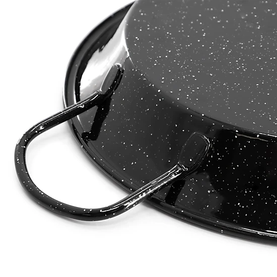 Oster Castillo 15 Inch Enameled Steel Paella Pan in Speckled Black