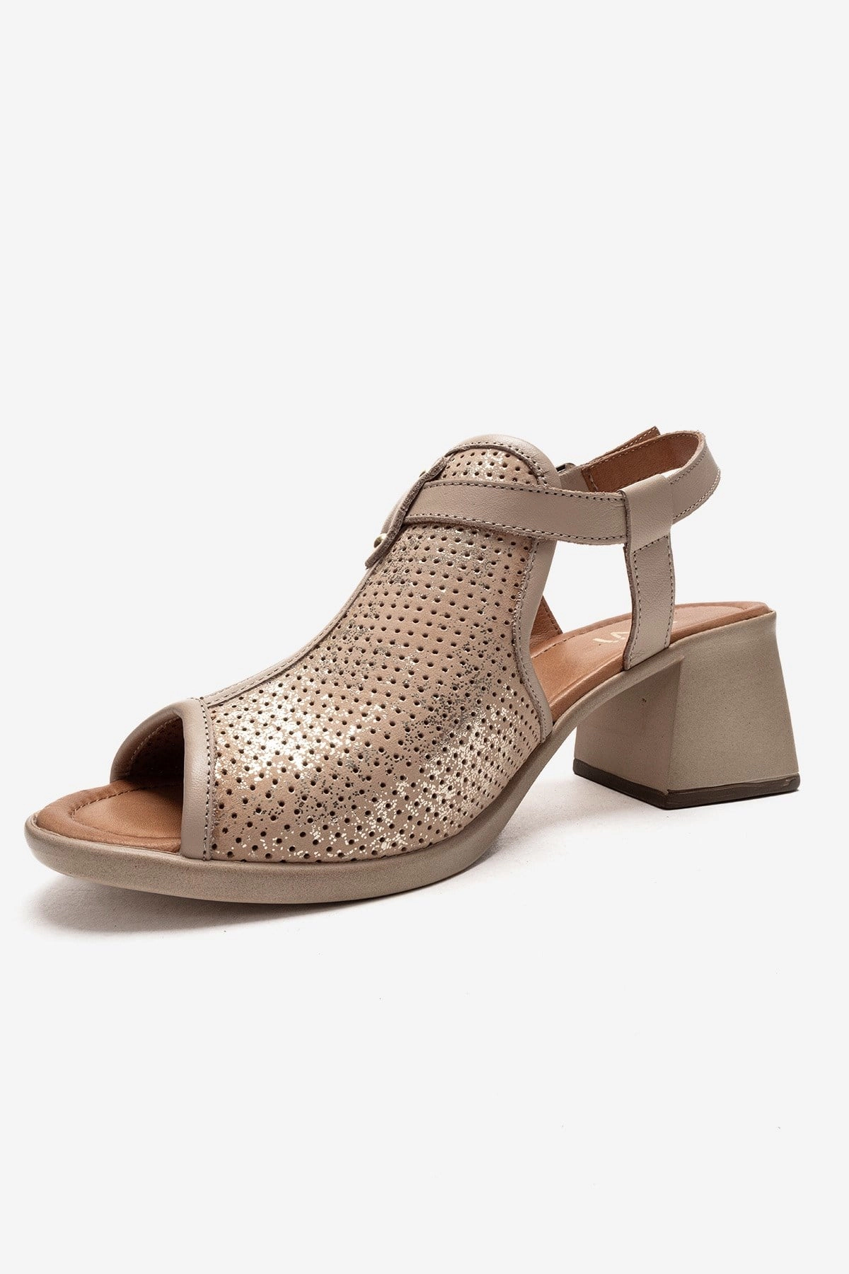 Forever & Always Womens Janelle Leather Block Heel Sandal