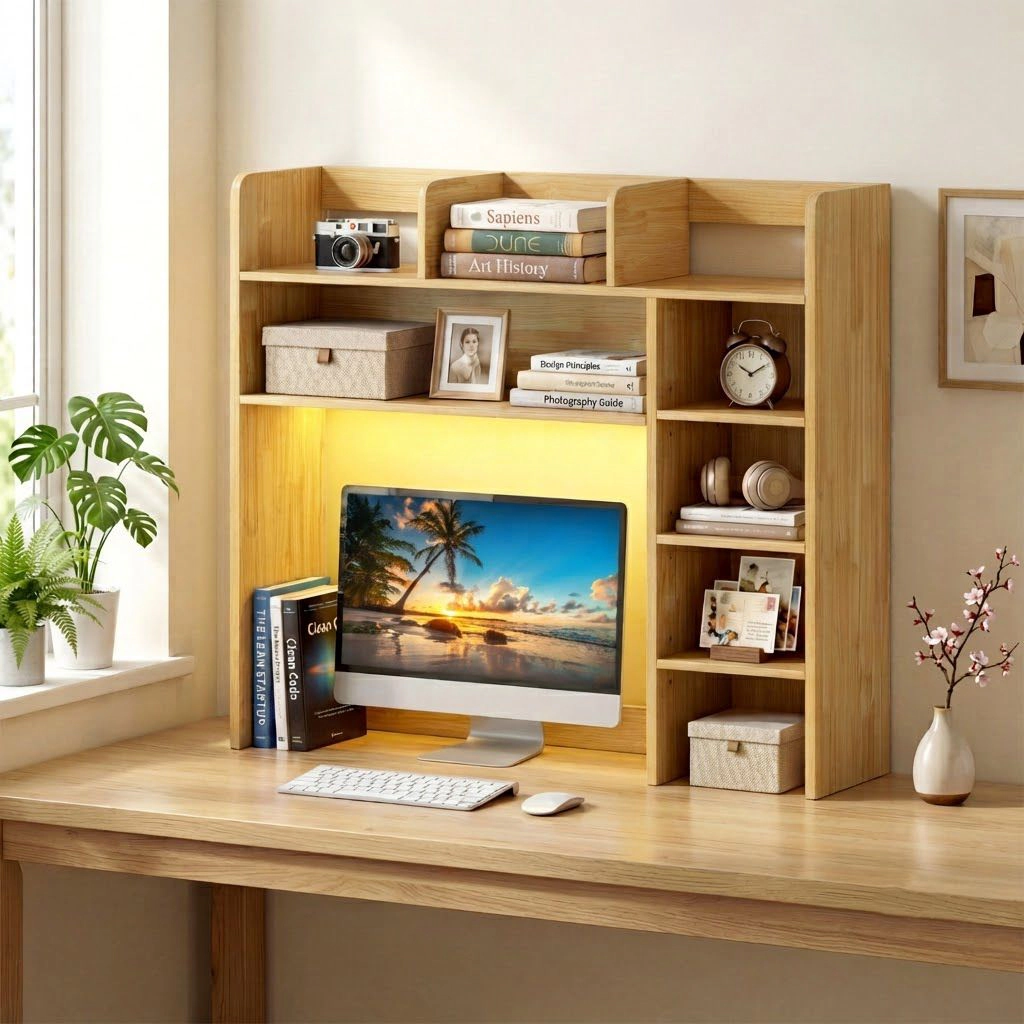 SlickBlue RGB LED Desktop Bookshelf with Adjustable Shelves