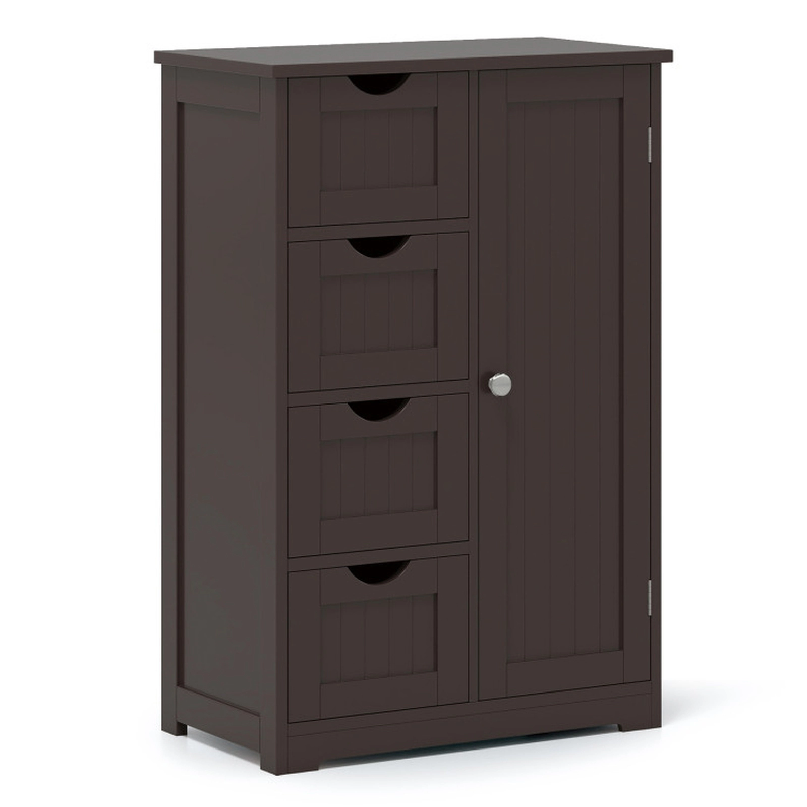 SUGIFT Brown 143-lb Capacity 4-Drawer Freestanding Wood Storage Cabinet with Side Door and Anti-Tip Kits