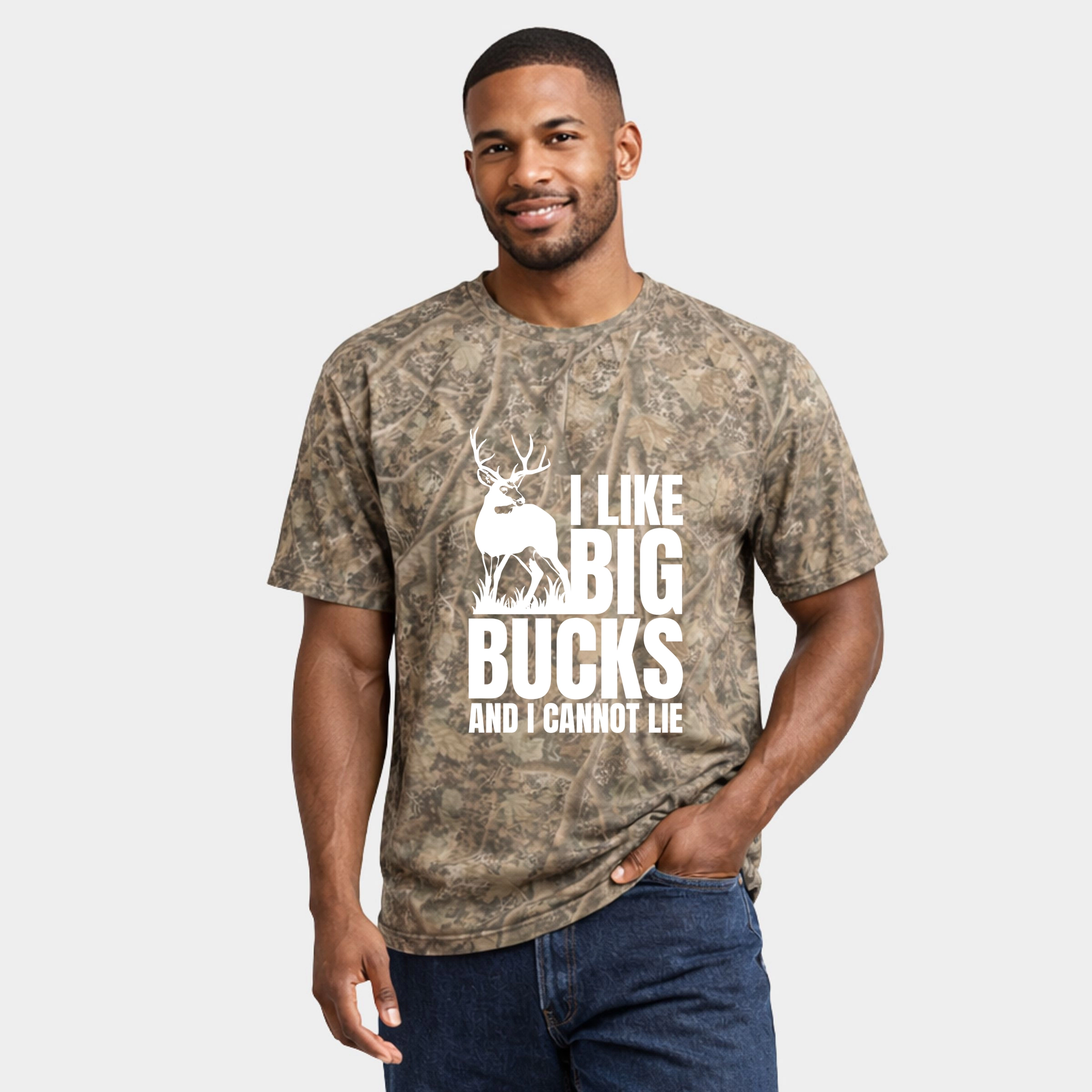 Simply Sage Market - Men's Heavyweight Camo Tee I Like Big Bucks