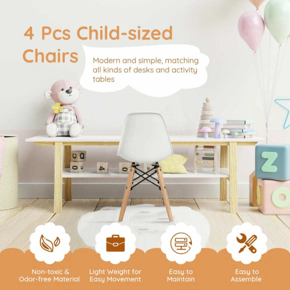 Hivvago 4 Pcs Children Chair Set Medieval Style Dining Chairs With Wood Legs