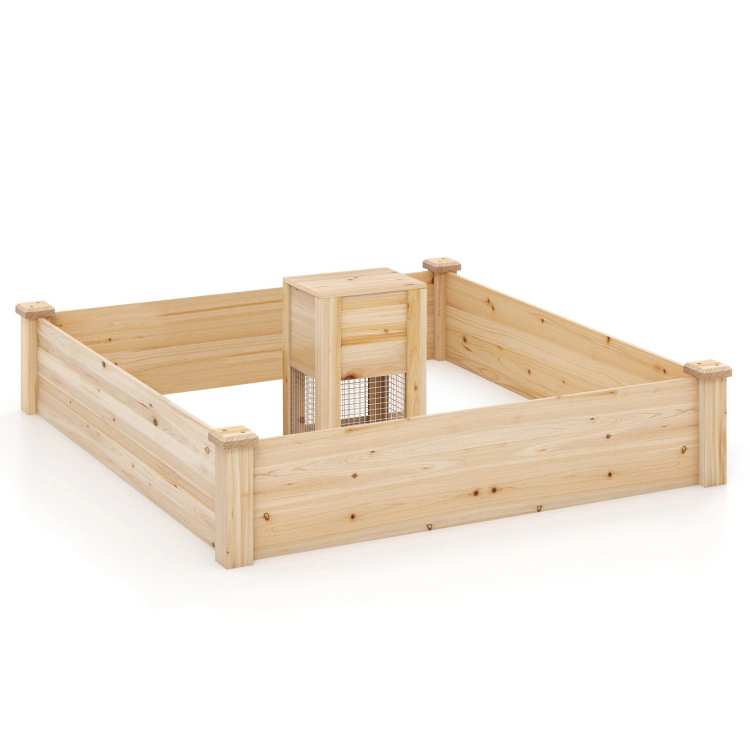 Hivvago 49 x 49 x 10 Inch Raised Garden Bed with Compost Bin and Open-ended Bottom