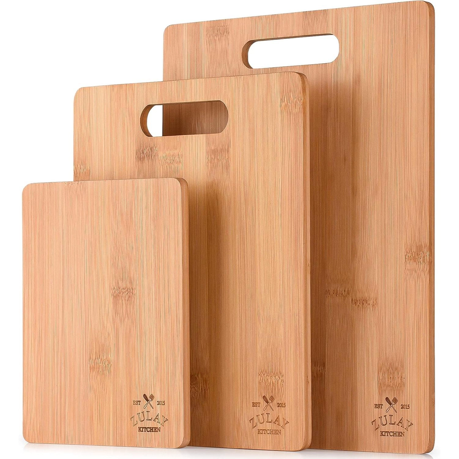 Zulay Kitchen (3-Piece Set) Bamboo Wooden Cutting Boards (Multiple Sizes)