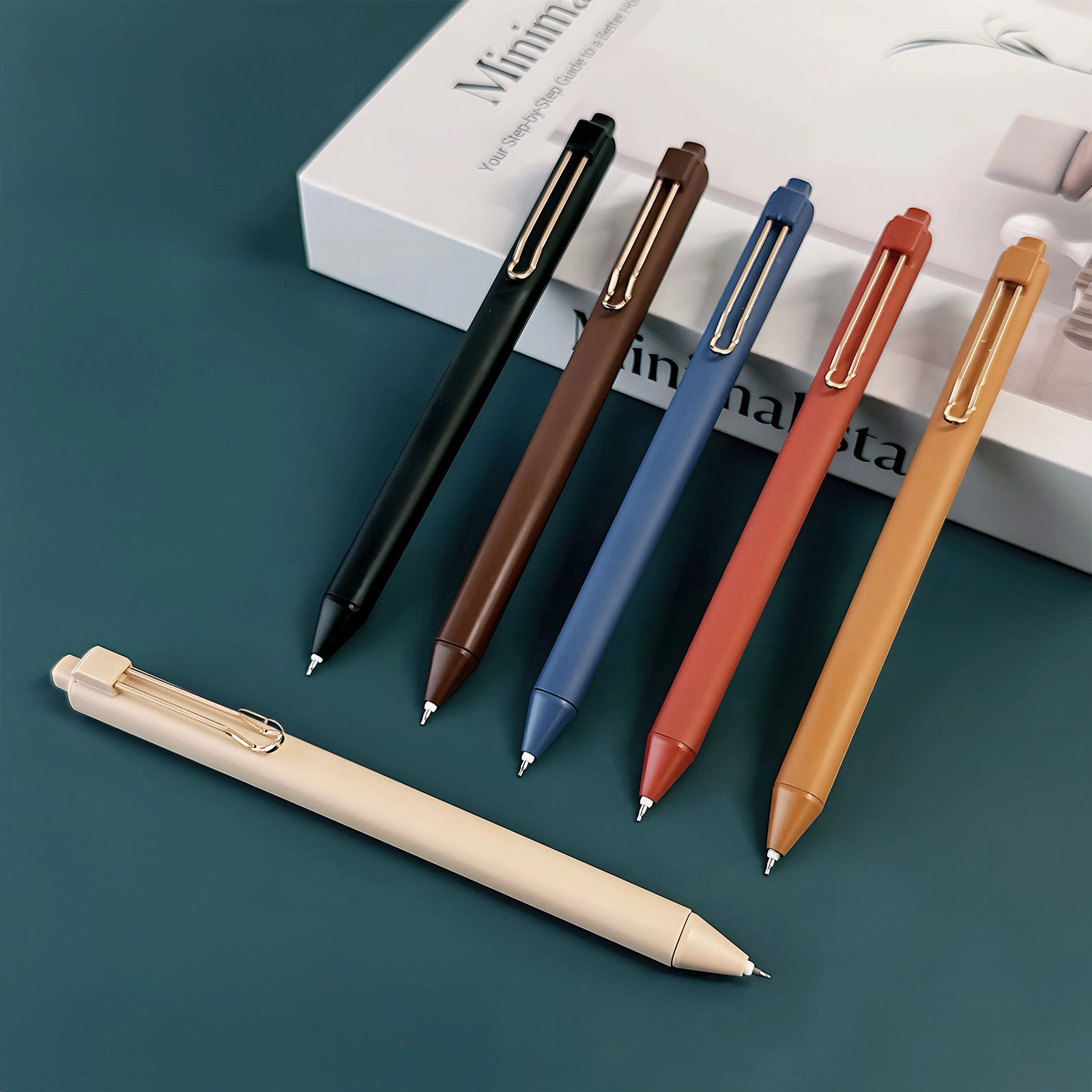 Wrapables Retractable Black Ink Gel Pens, 0.5mm Fine Point for Home and Office, Bold, Set of 6