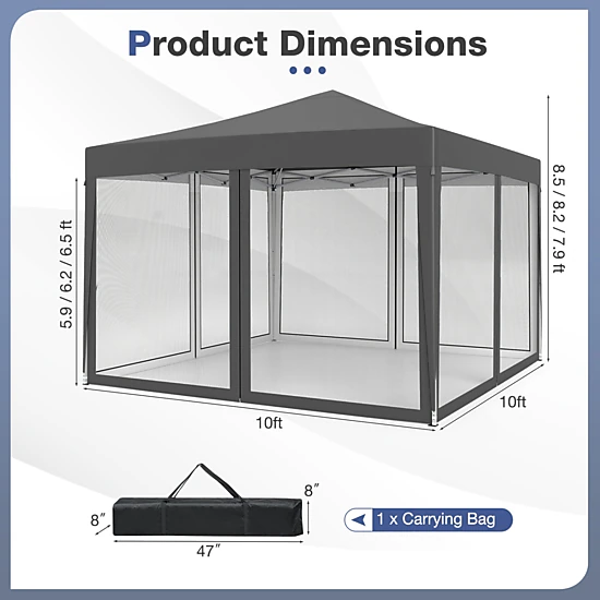 LJG Pop-up Canopy Tent Easy Setup Instant Folding Shelter with Mesh Netting