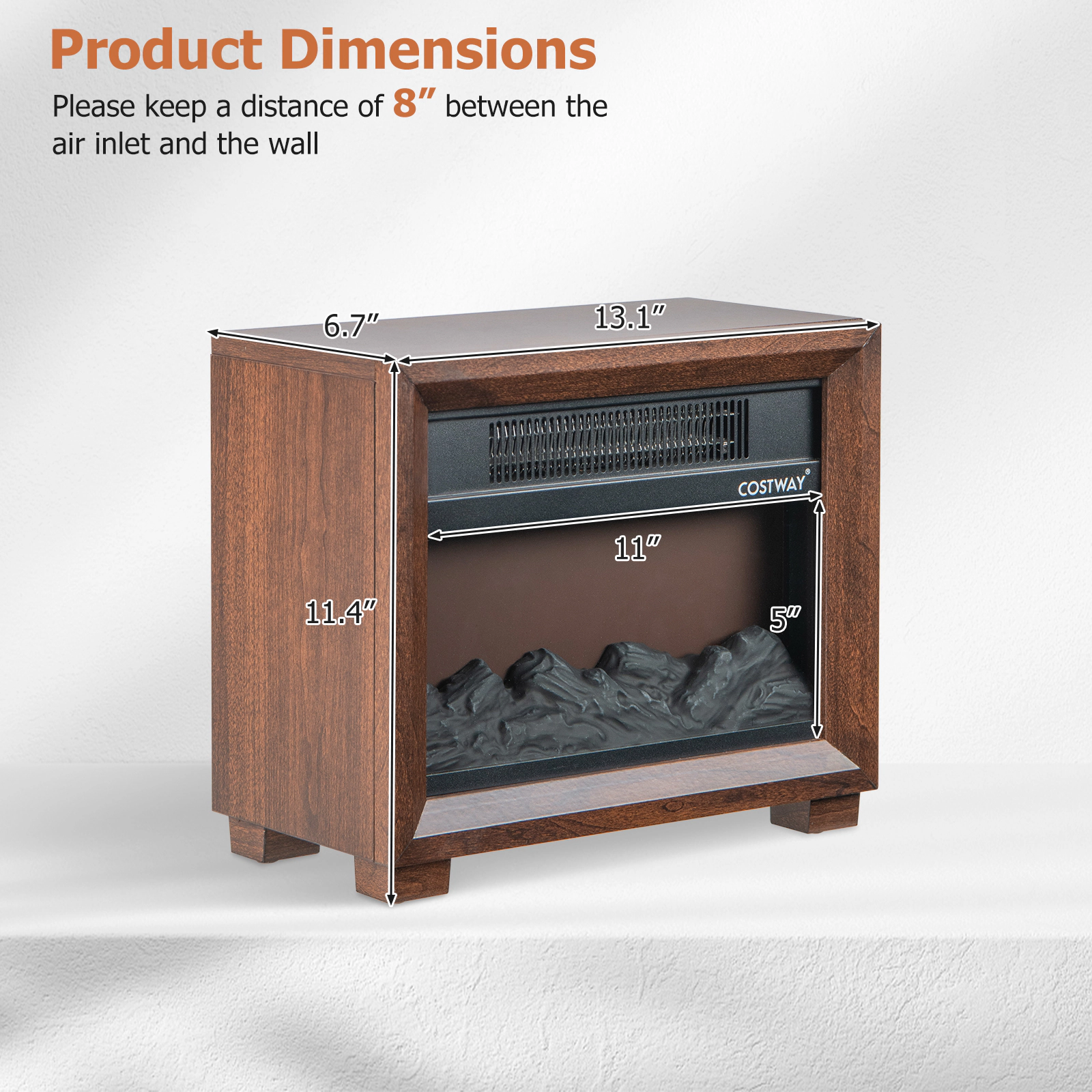 LJG Mini Wooden Space Tabletop Fireplace with Realistic Flame Effect