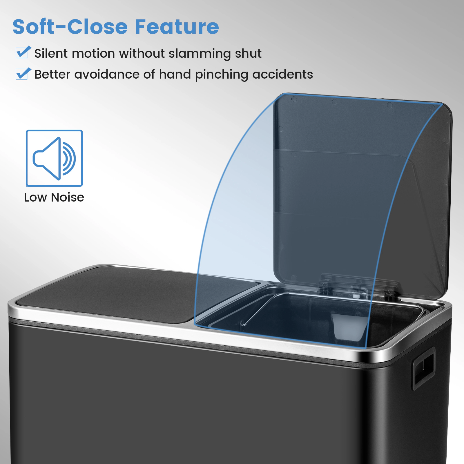 Hivvago 16 Gallon Dual Step Trash Can
