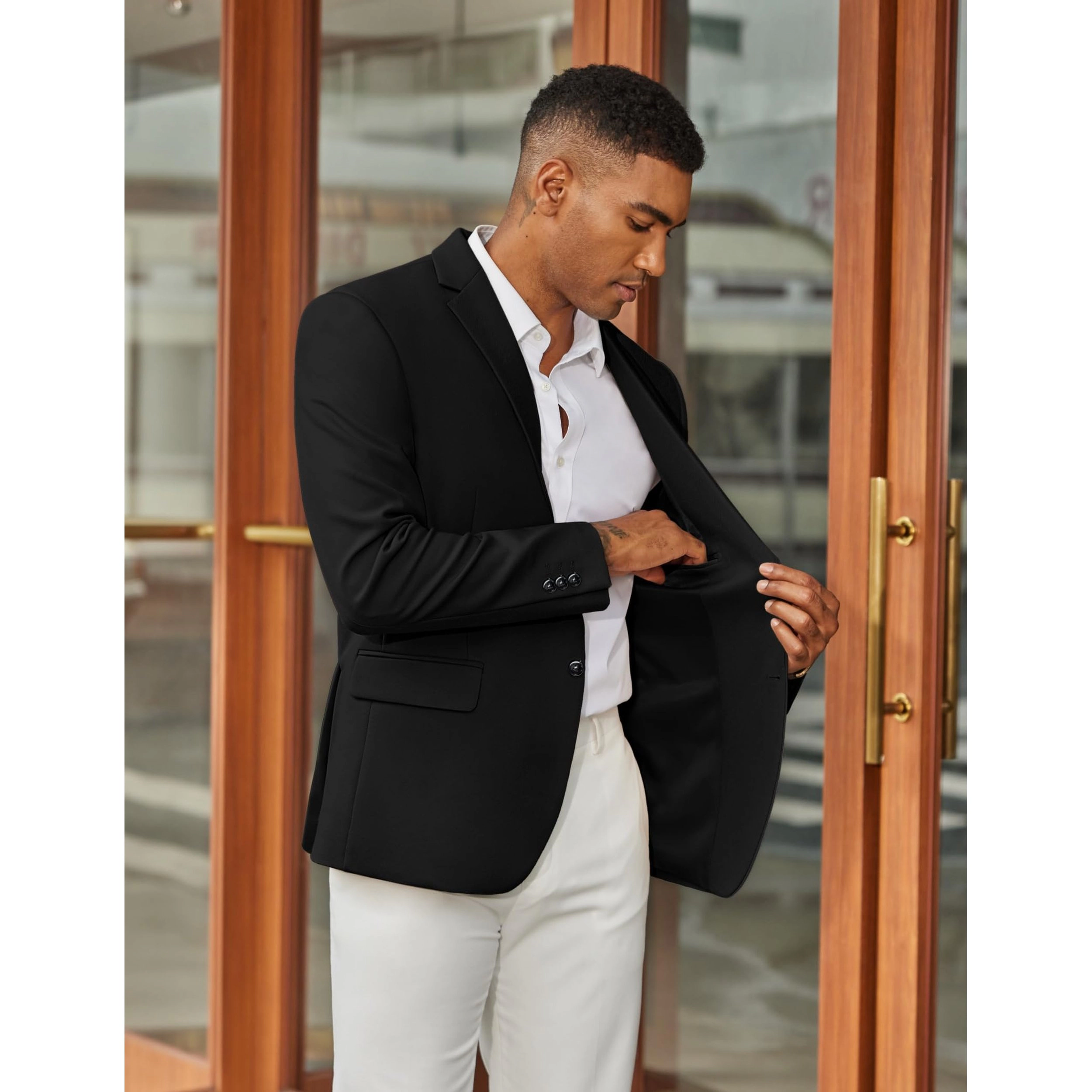 COOFANDY Men's Slim Fit Two Button Notch Lapel Casual Blazer Sport Coat Suit Jacket