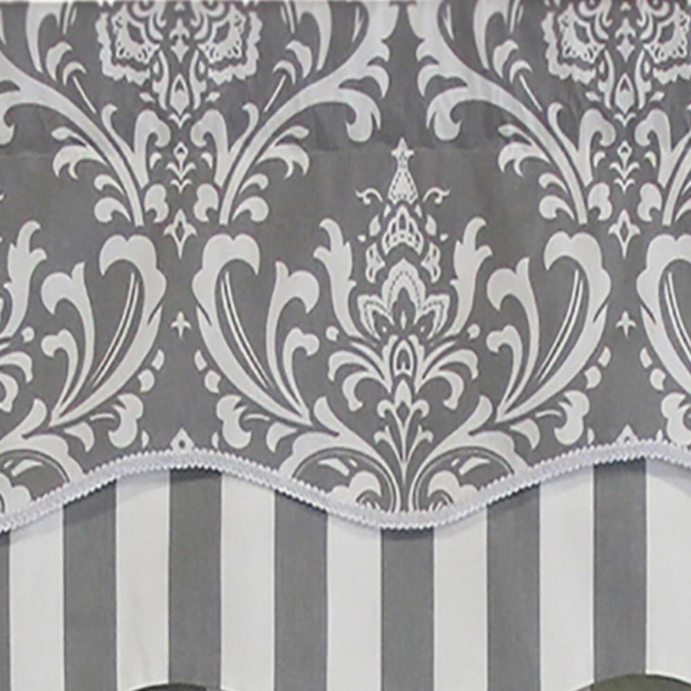 RLF Home Ozbourne Glory Valance Gray. 3" Rod Pocket, Layered, Trimmed. 50"W X 16"L