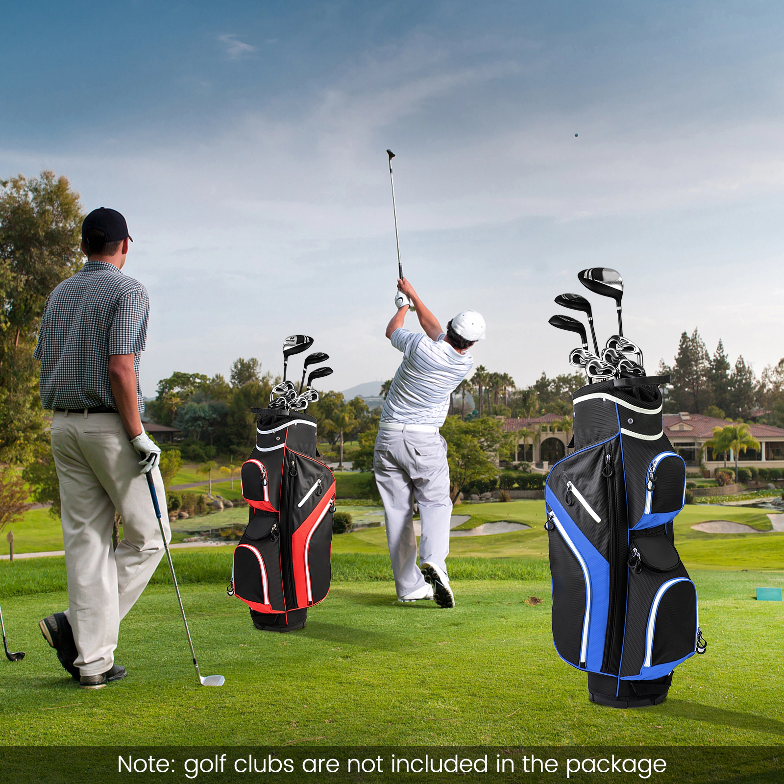 SUGIFT 14-Way Divider Golf Cart Bag with 9-in Base 36-in Tall Polyester 4.5-lb Net Weight Blue/Gray/Red