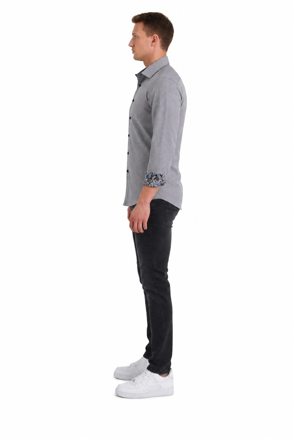 Elie Balleh Slim Fit Mens Houndstooth Dress Shirt