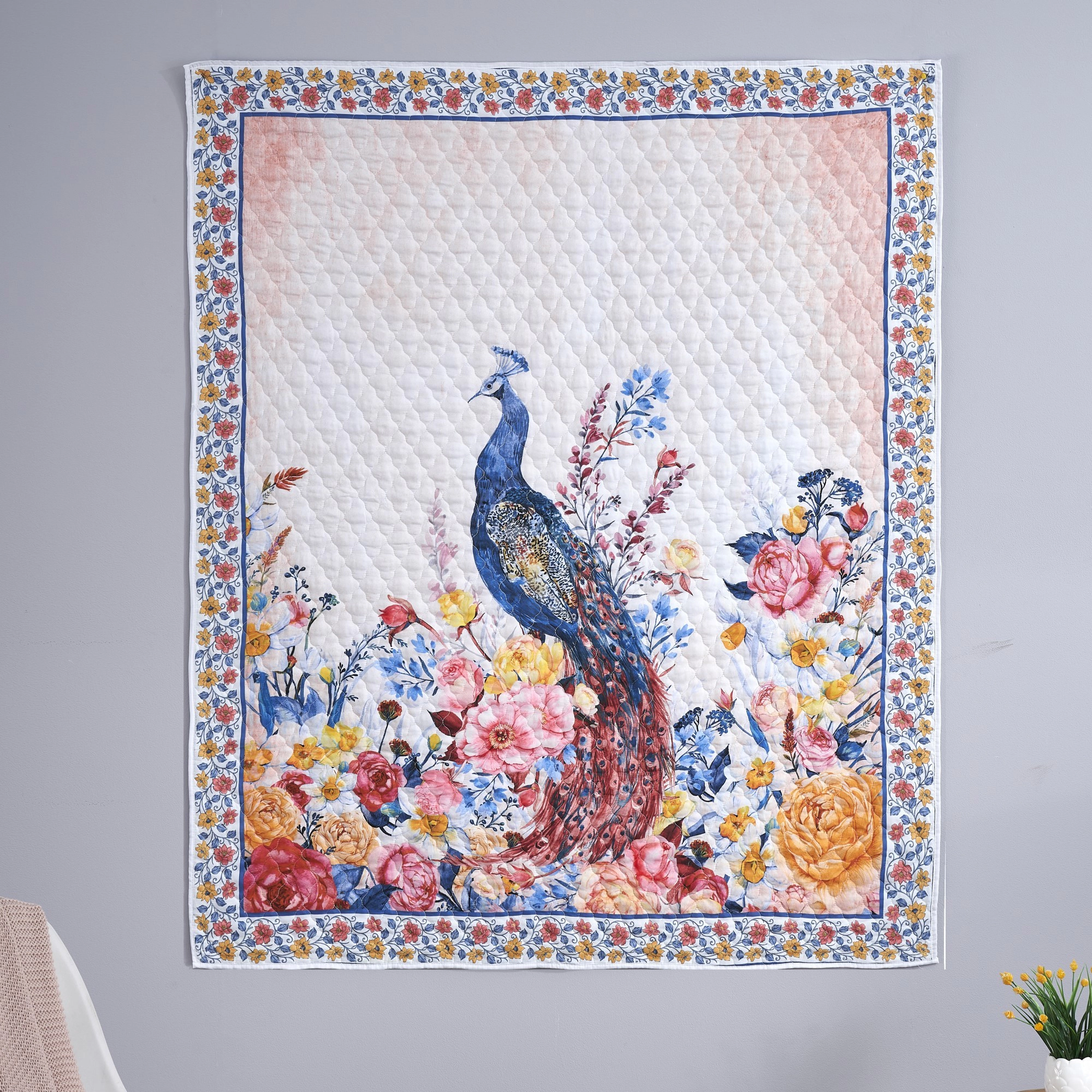 Greenland Home Fashions Huntington Peacock Garden Throw Blanket - 50x60", Gold
