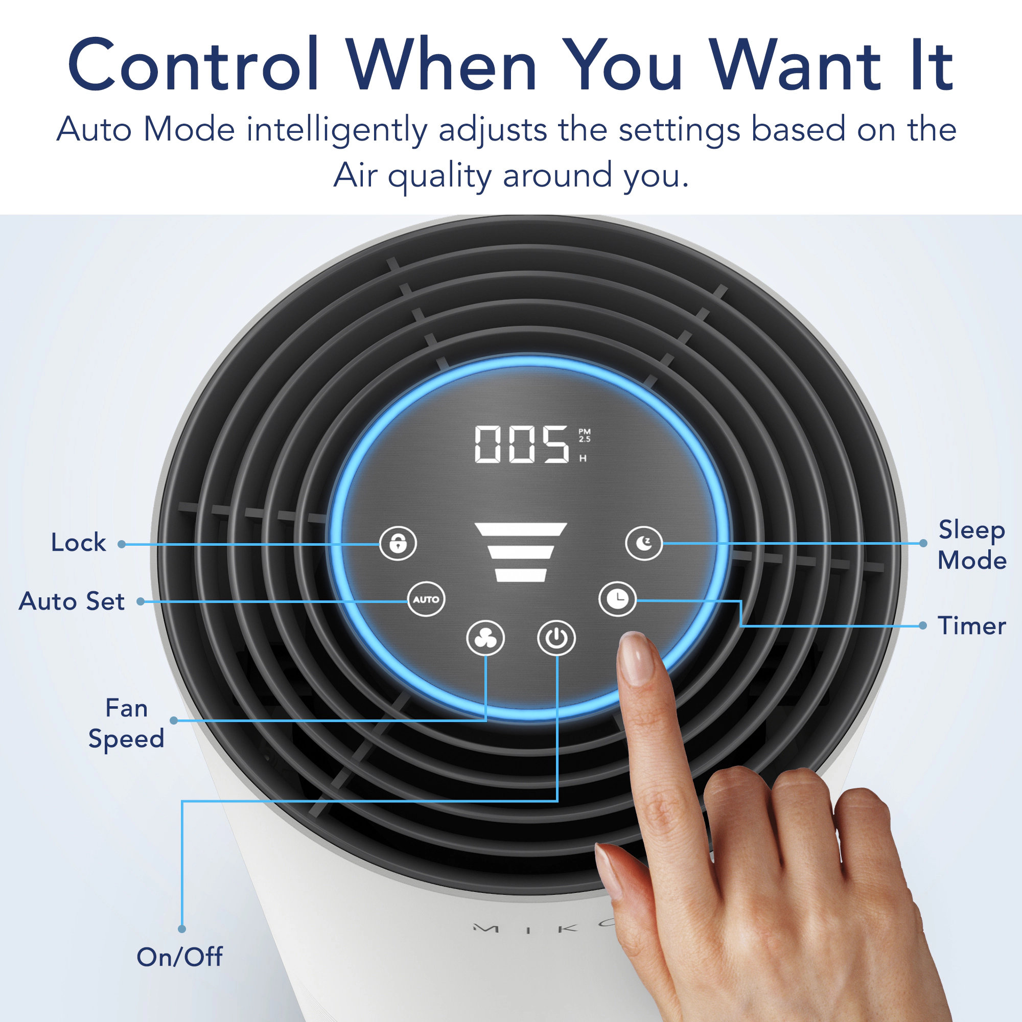 Miko Ibuki L HEPA Smart Air Purifier for Home with Air Quality Sensor
