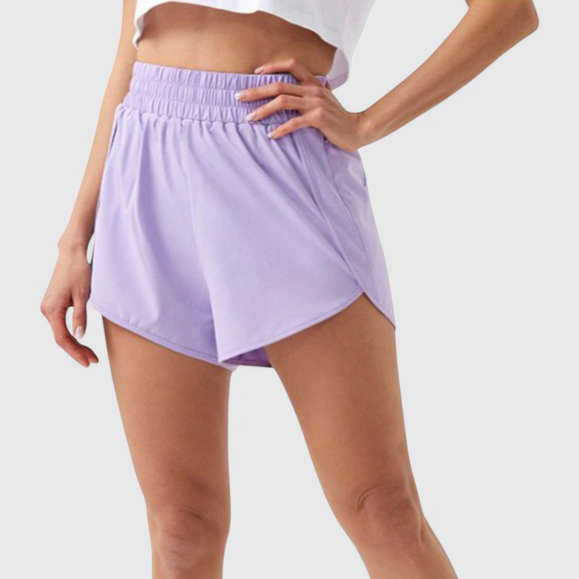 Anna-Kaci Women's High-Waist Athletic Running Shorts with Curved Hem
