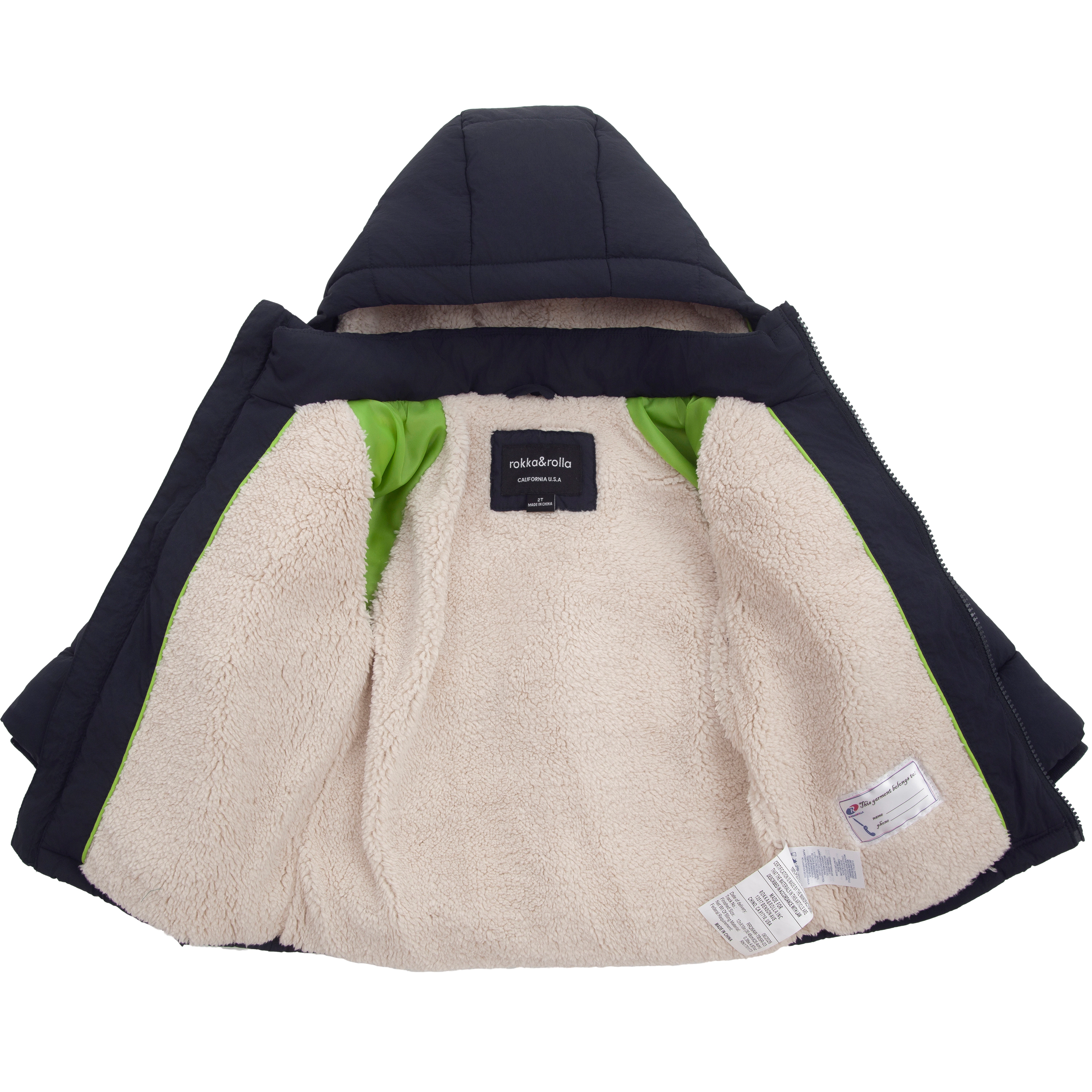 Rokka&Rolla Toddler Boys Ethan Borg Lined Hooded Puffer Jacket