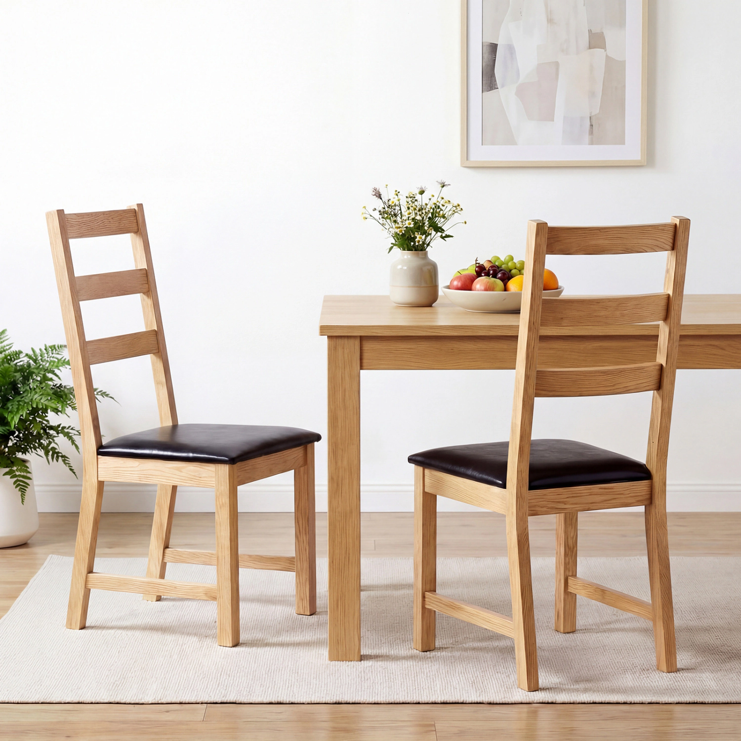 LJG Dining Chairs Set of 2 Farmhouse Dining Room Chairs with Hollowed Backrest