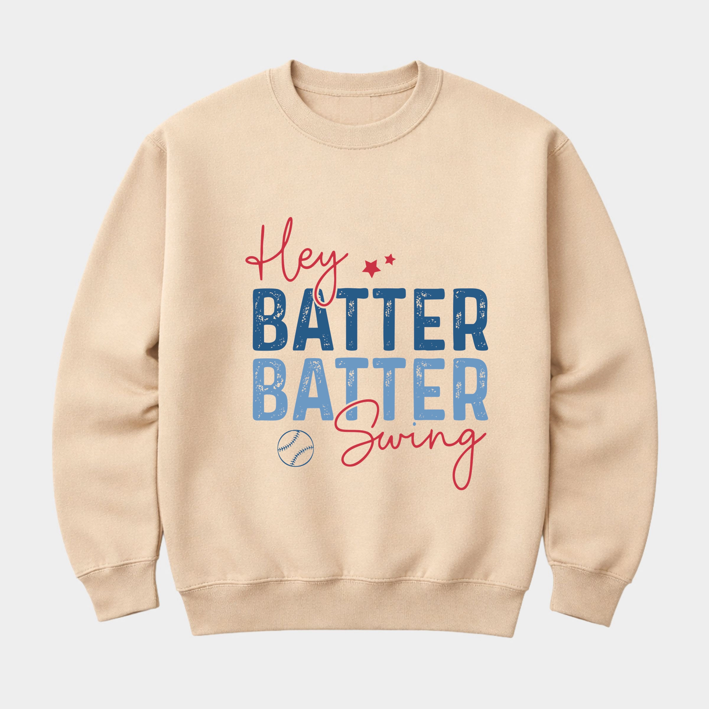 Simply Sage Market - Hey Batter Swing Distressed  Women's Graphic Sweatshirt