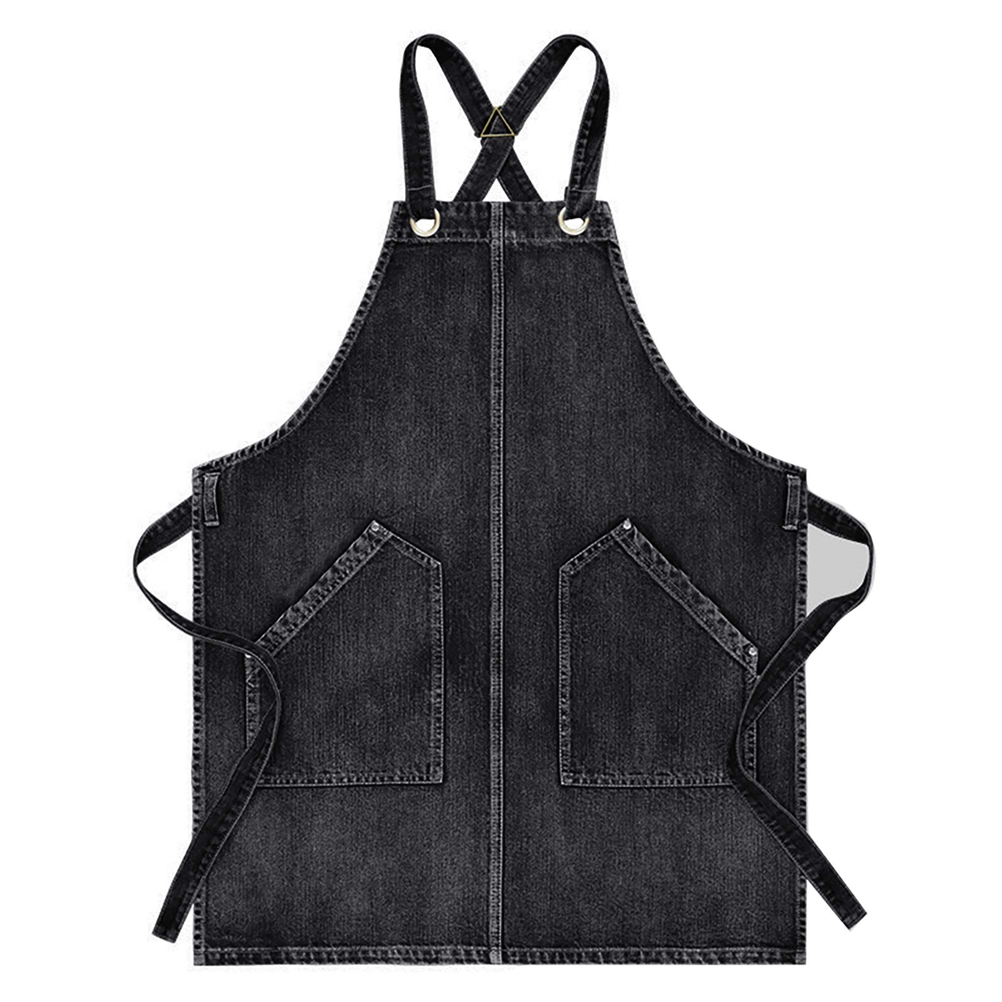 Alilang Unisex Denim Style Work Apron with Dual Front Pockets Utility for Kitchen Cafe Workshop and Home Use