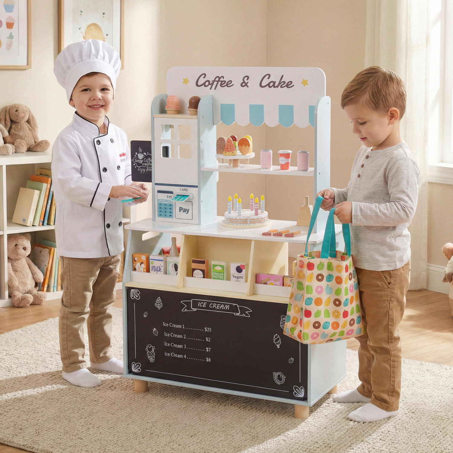 LJG Kids Ice Cream Shop with 27 Accessories and Machine for Ages 3+