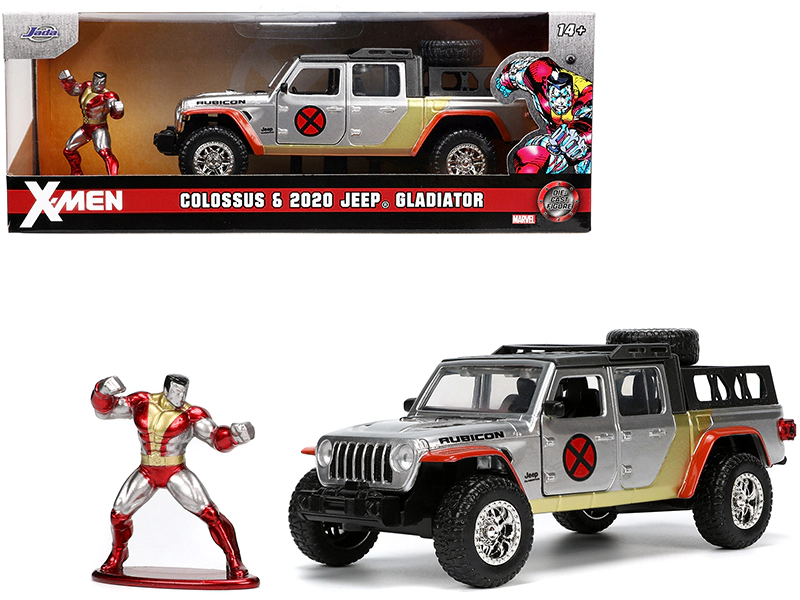 Jada 2020 Jeep Gladiator Pickup Truck Silver and Colossus Diecast Figurine "X-Men" Marvel "Hollywood Rides"