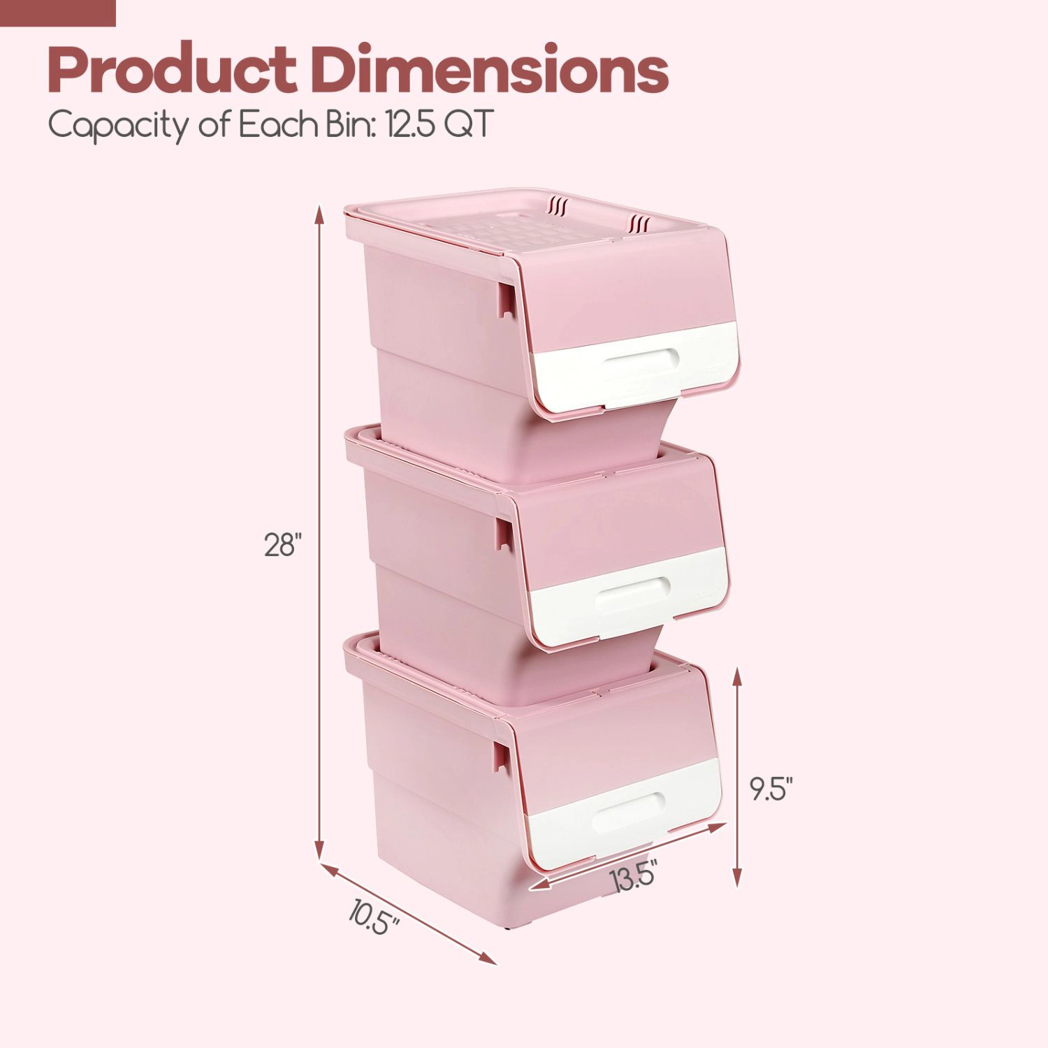 SlickBlue 3-Pack Stackable Storage Bins with Wheels and Front Door