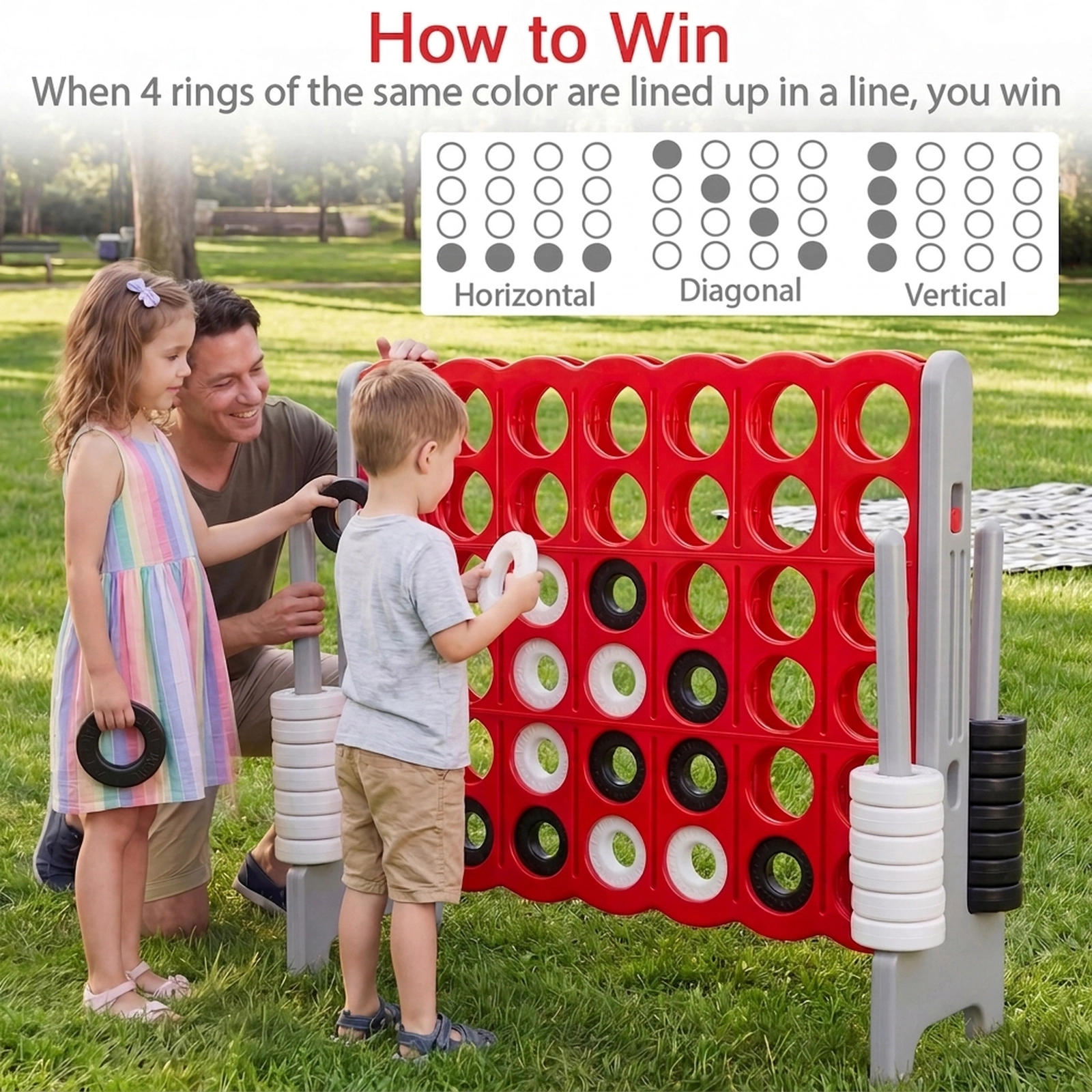 SUGIFT Gray Jumbo 4-to-Score Giant Game Set with 42 Rings 3.5-ft Tall 46.5-in W 16.5-in D 40.5-in H