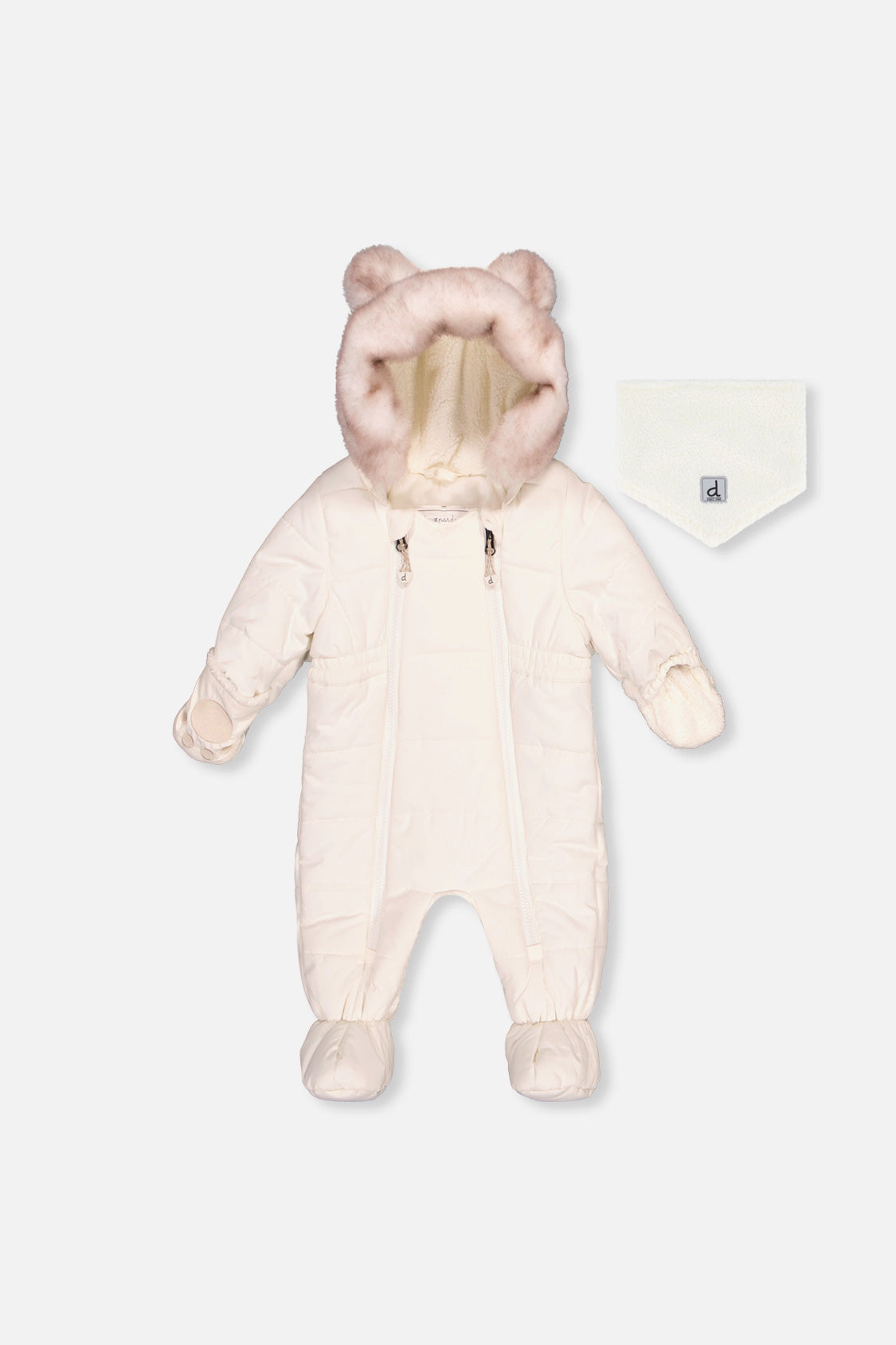 Deux par Unisex Quilted One Piece Snowsuit for Car Seats with Bear-Ear Hood