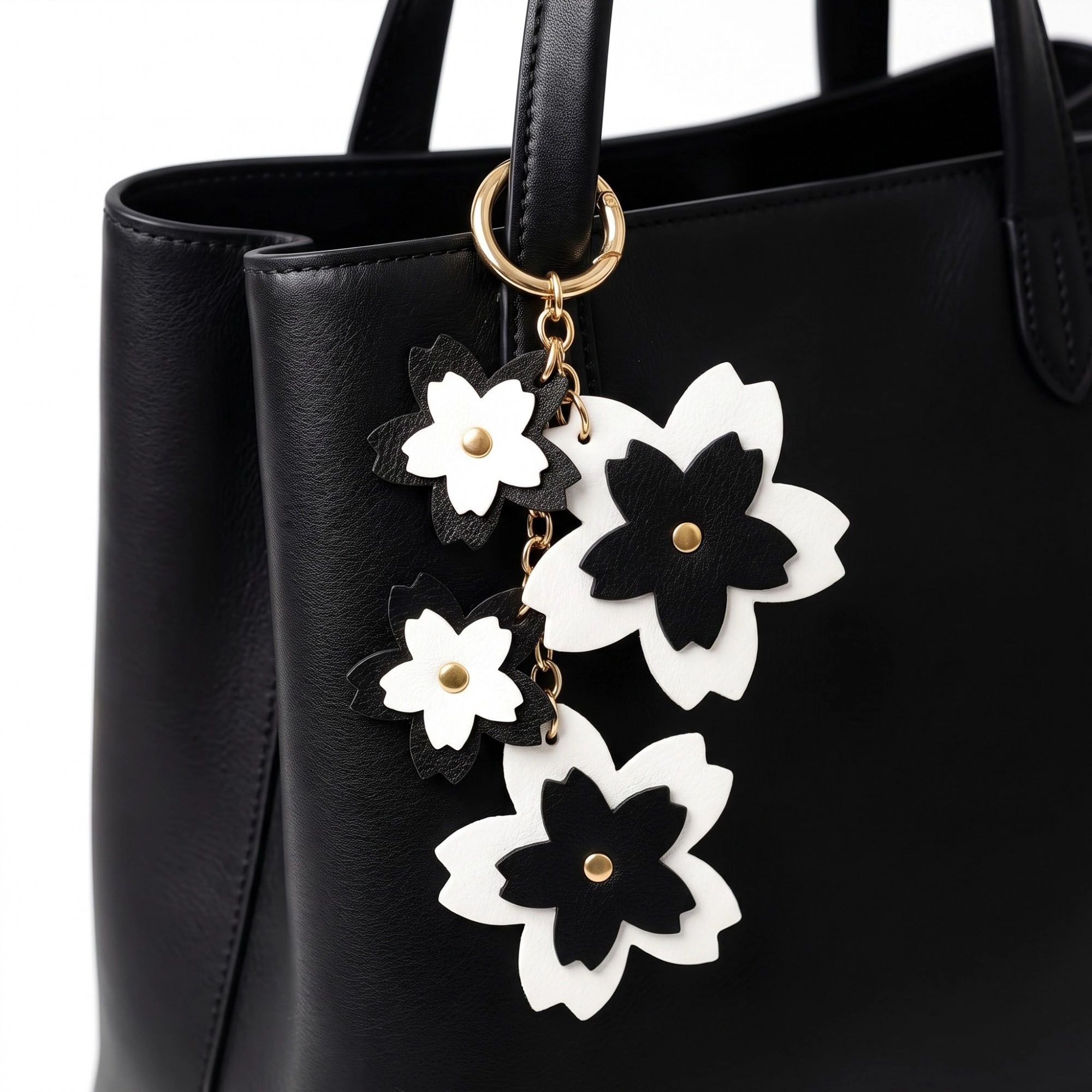 Alilang Women's Cherry Blossom Bag Charm with Gold Tone Chain and Clip