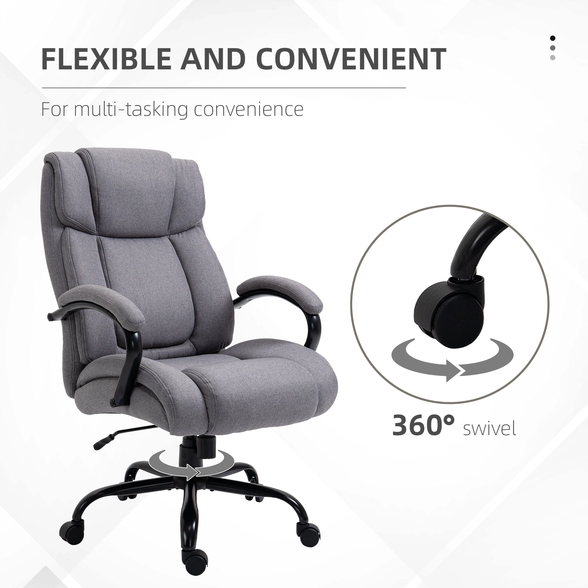 Platinum-Level Office Chairs Big and Tall Executive Office Chair All Day Comfort With Wide Seat Linen Fabric Adjustable