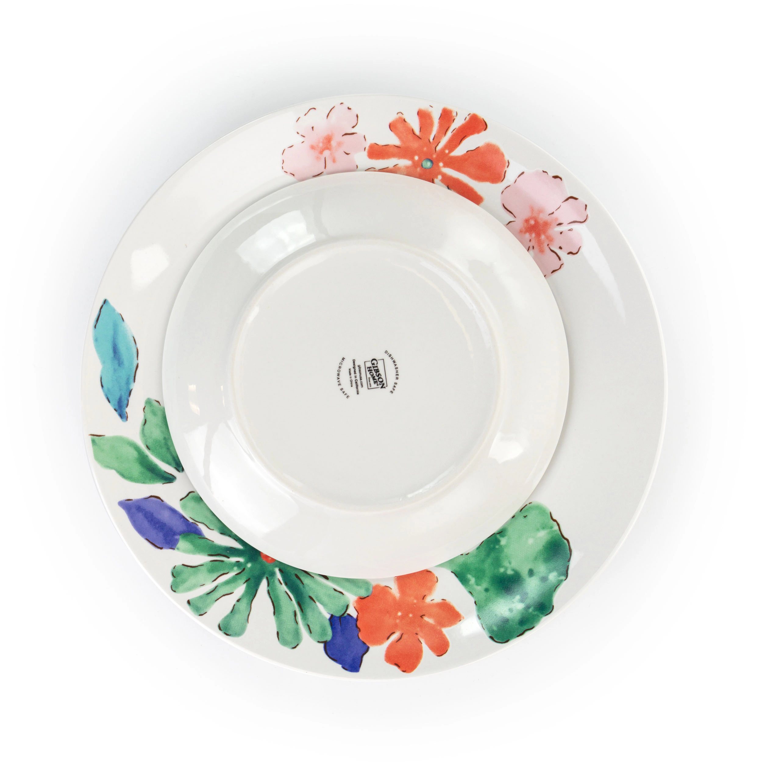 Gibson Home Dazzling Lily 12 Piece Ceramic Dinnerware Set