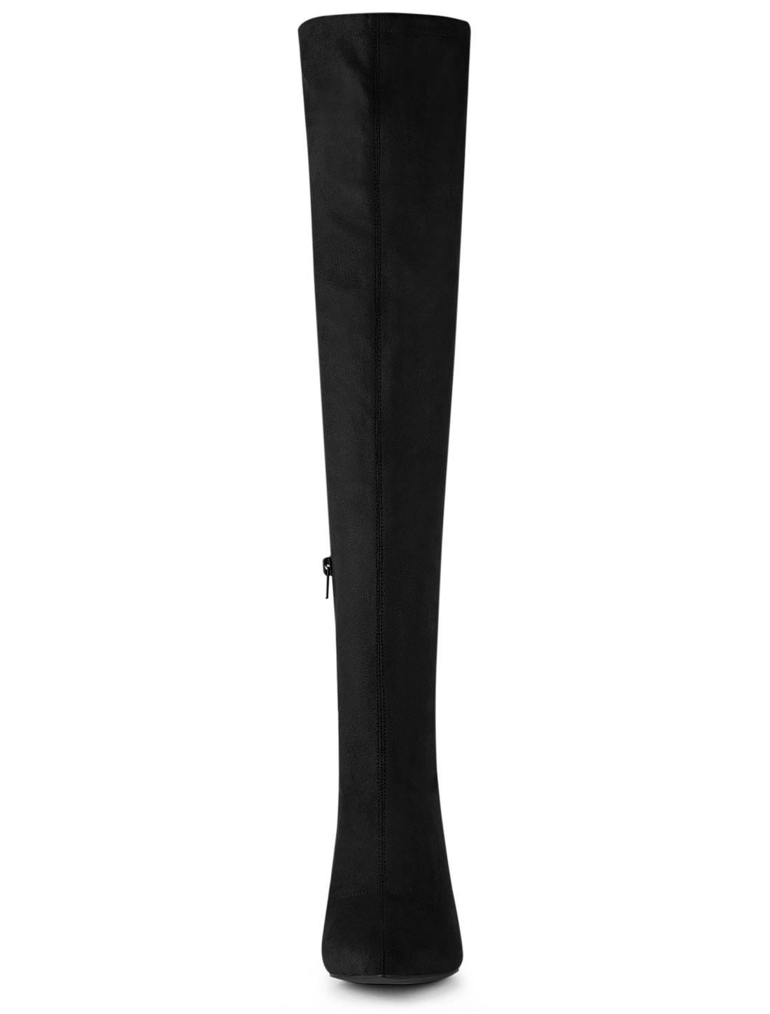 BLISSFUL STEP Women Bling Rhinestone Chunky Heels Over the Knee High Boots