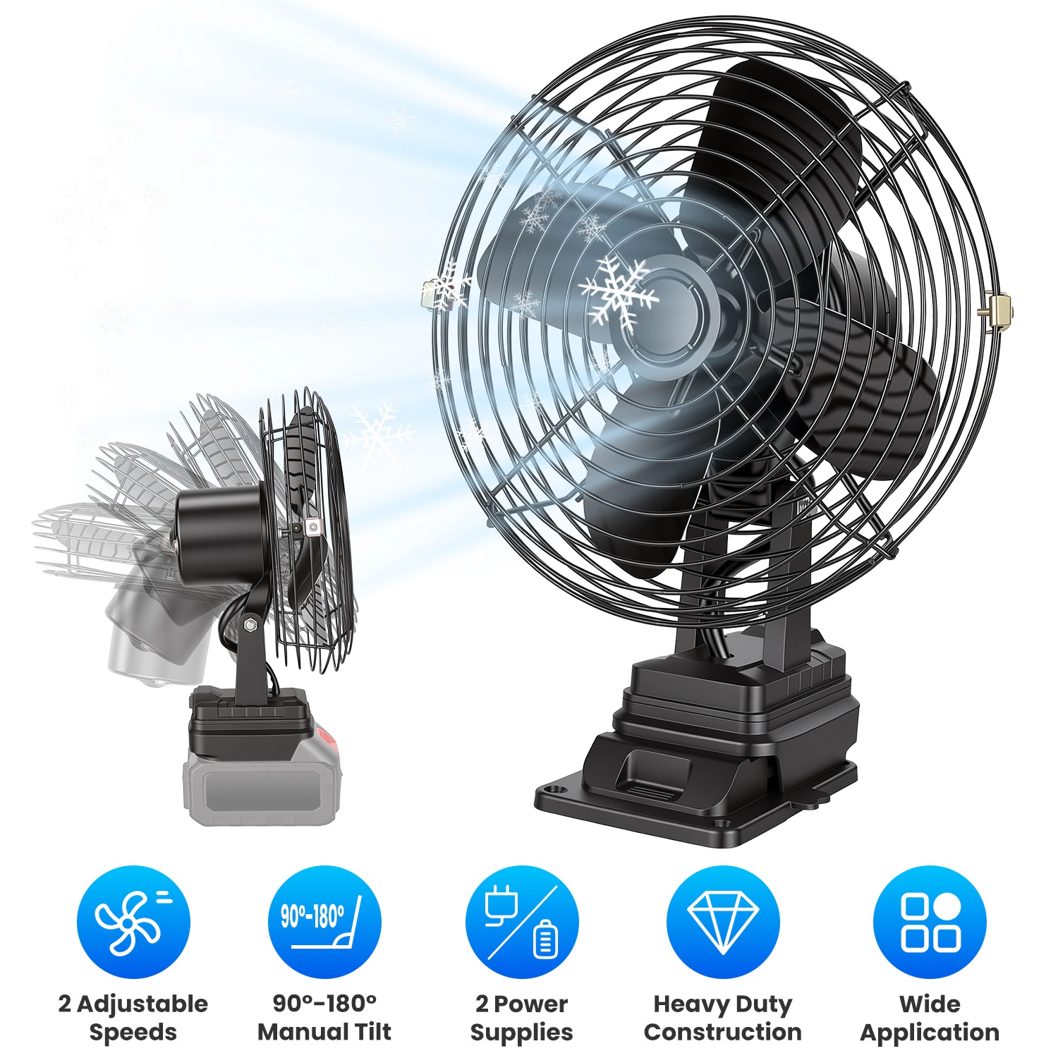 IMounTEK Unisex 2-Speed Cordless Portable Jobsite Fan