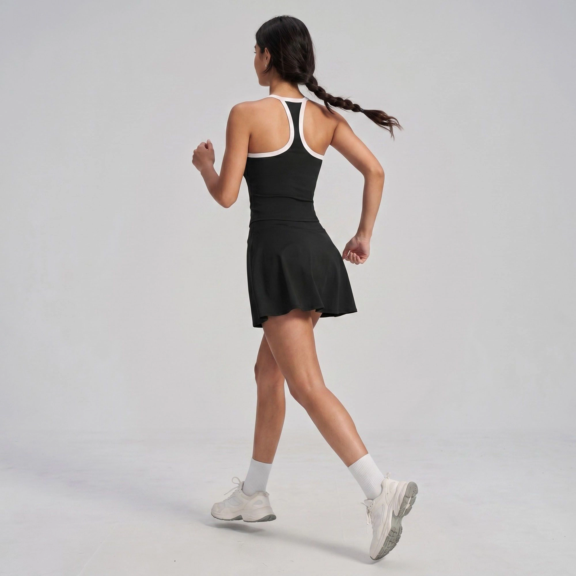 Anna-Kaci Women's Contrast Trim Cami Tank Top Scoop Neck Sleeveless Workout Yoga Tennis Activewear