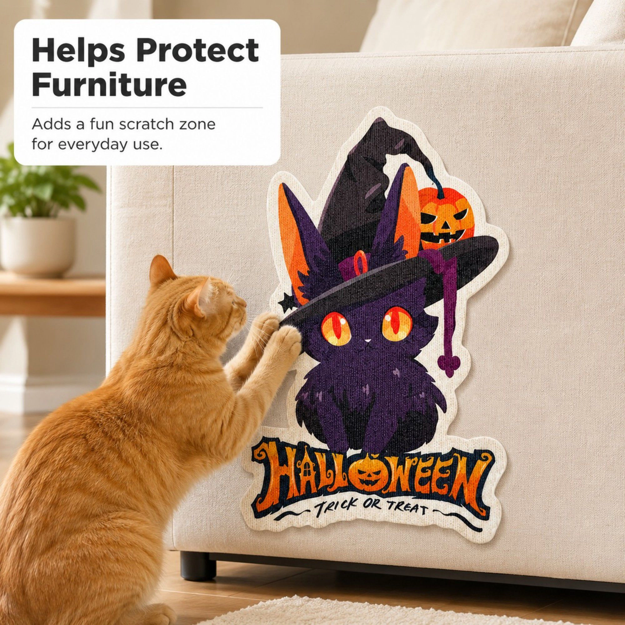 Alilang Pet Halloween Self-Adhesive Wall Furniture Cat Scratcher Pad 31.5 x 19.7