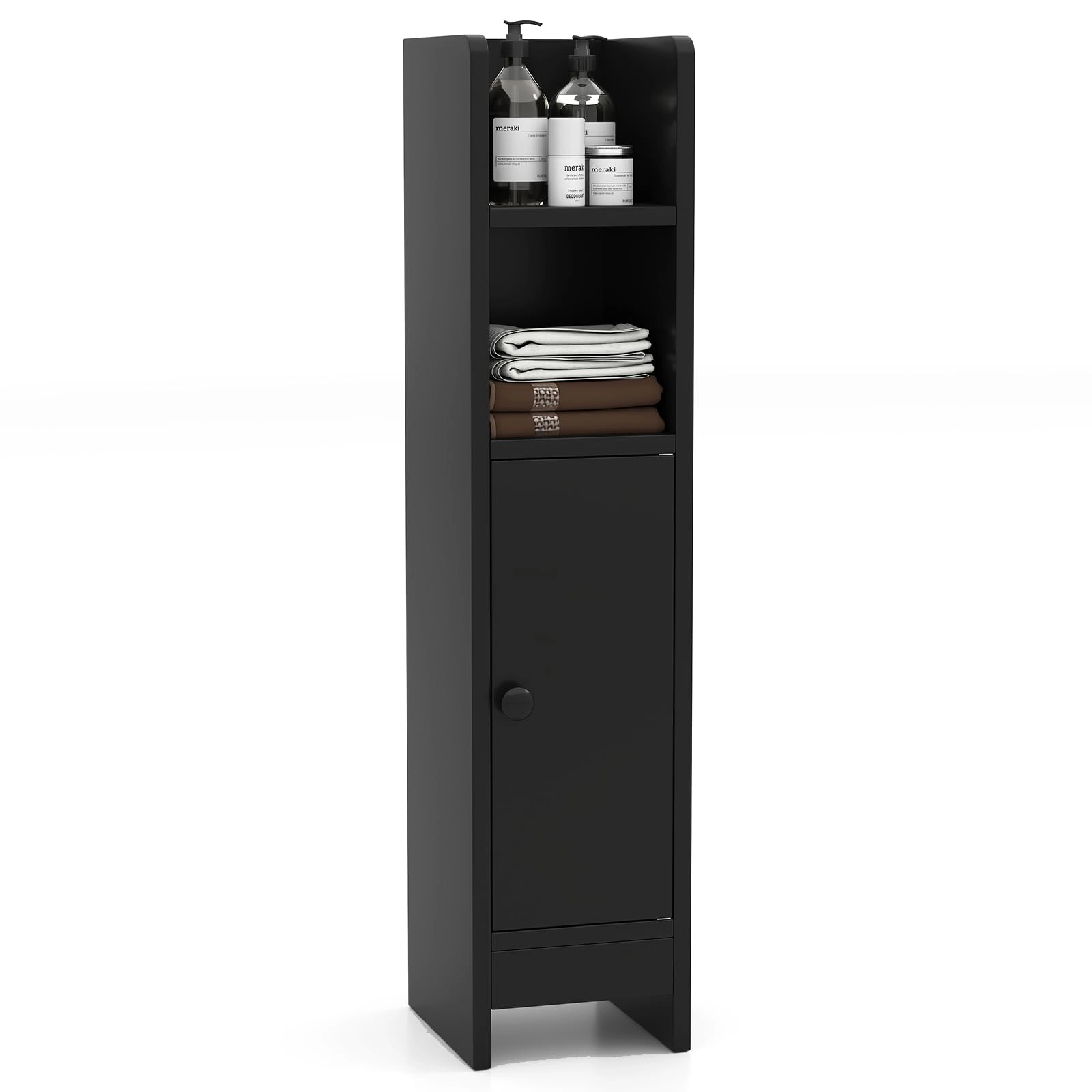 Glintex Slim Corner Bathroom Cabinet with Fall Guard Top and 3-Tier Shelf