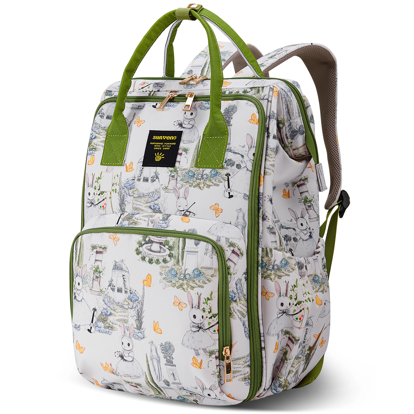 SUNVENO Wide-Open Frame Diaper Bag Backpack